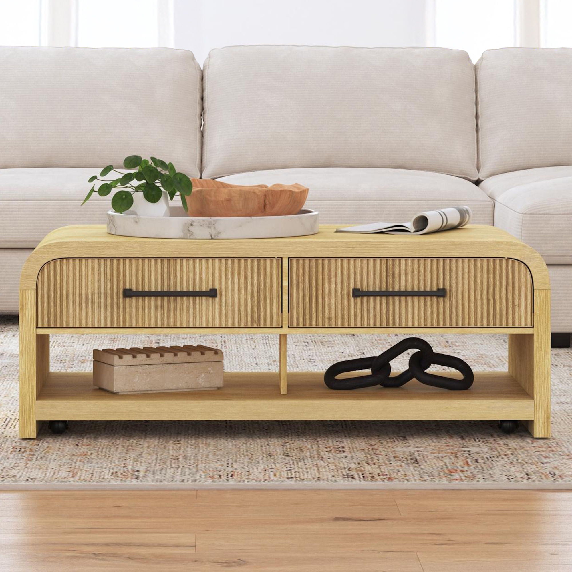 Ridgemont - Coffee Table With Casters - Natural