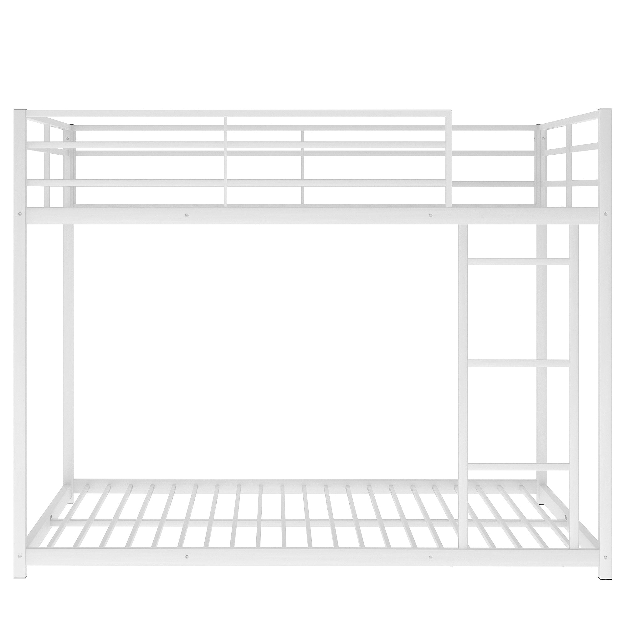 Full over Full Metal Bunk Bed, Low Bunk Bed with Ladder, White(Old SKU:MF197034AAK)