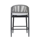 Outdoor 26" Counter Height Metal Frame Counter Stools With Scallop Shaped Backrest & Water Resistant Cushions