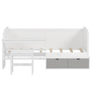 Daybed With Storage Shelves And Lockers, Multi Functional Bed With Study Desk And Matching Stool