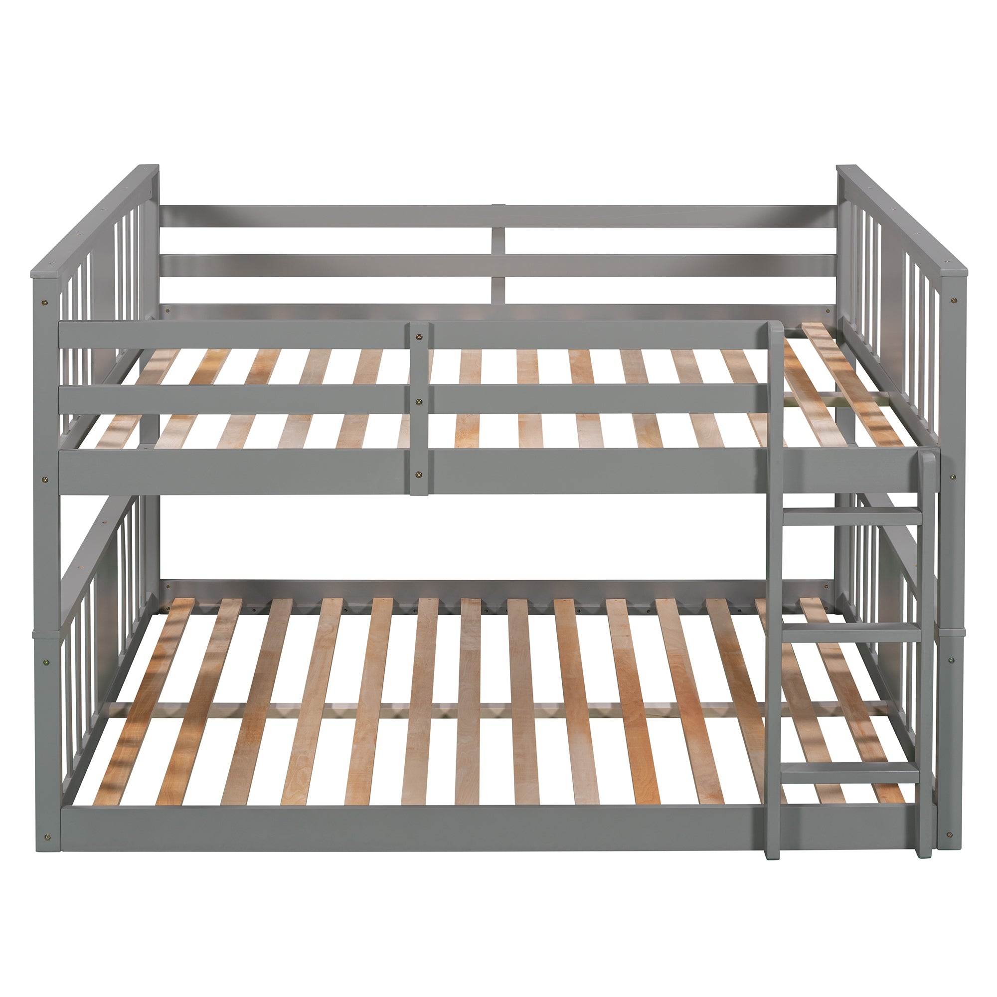 Full Over Full Bunk Bed with Ladder, Gray (Old SKU :LP000207AAE)