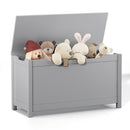 Kids Wooden Toy Box Storage With Safety Hinged Lid For Ages 2+ - Gray