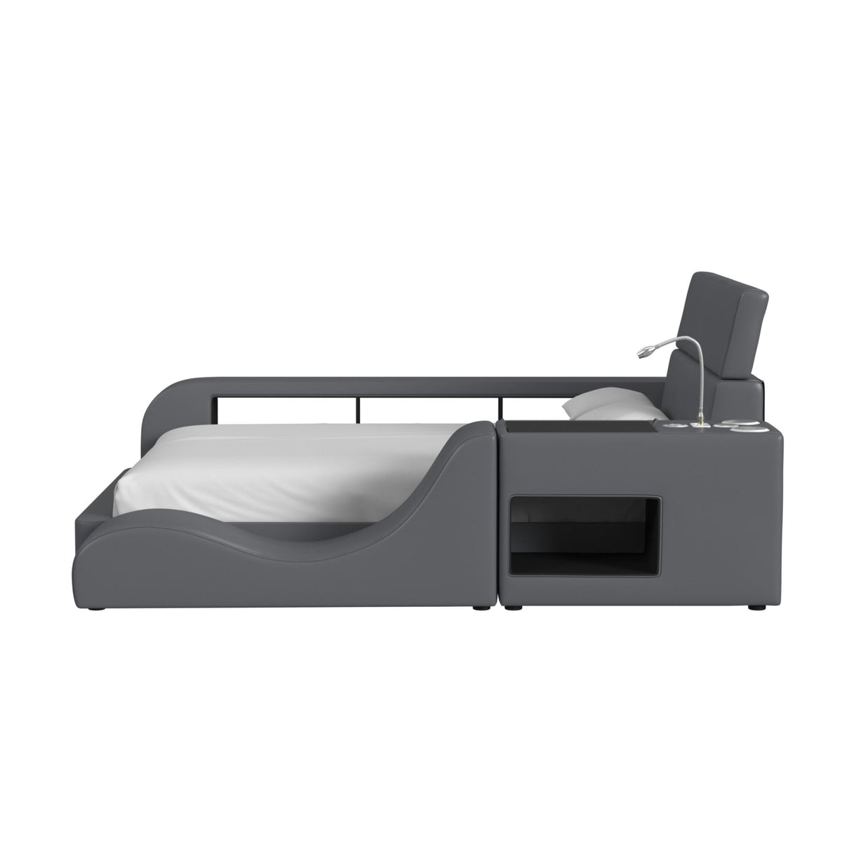 Valari PU Transformer Bed With Electronic Features in Dark Gray by Elements International, view 7