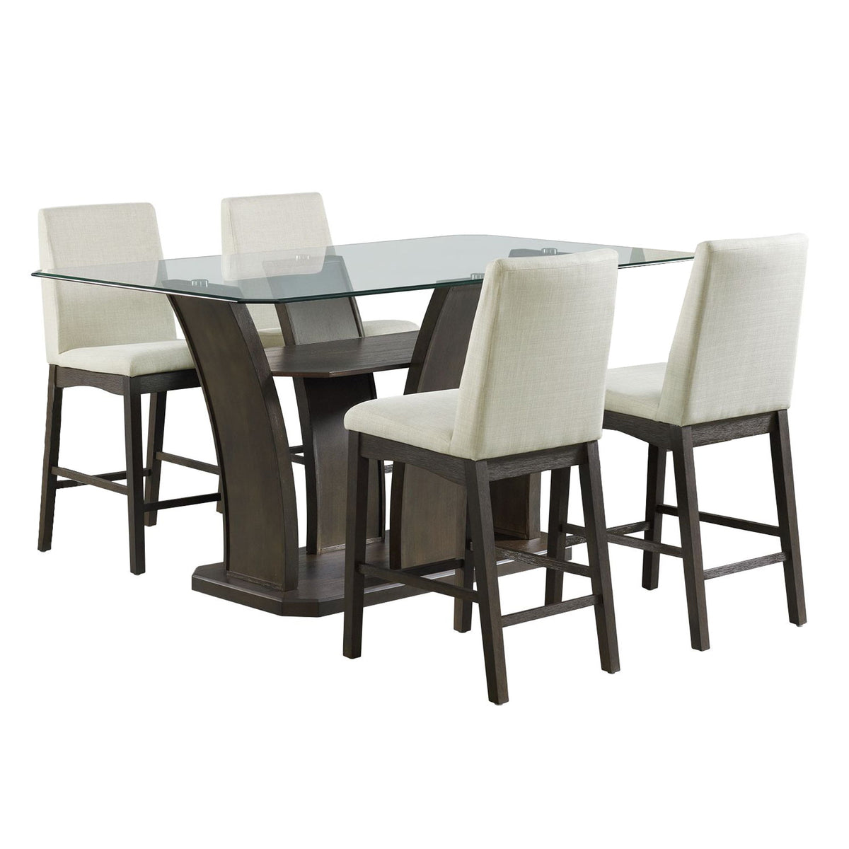Dapper Rectangular Counter Dining 5 Piece Set (Table And Four Chairs) in Walnut by Elements International