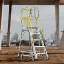 Heavy Duty Aluminum Rolling Platform Ladder With Steps, 375Lbs Capacity