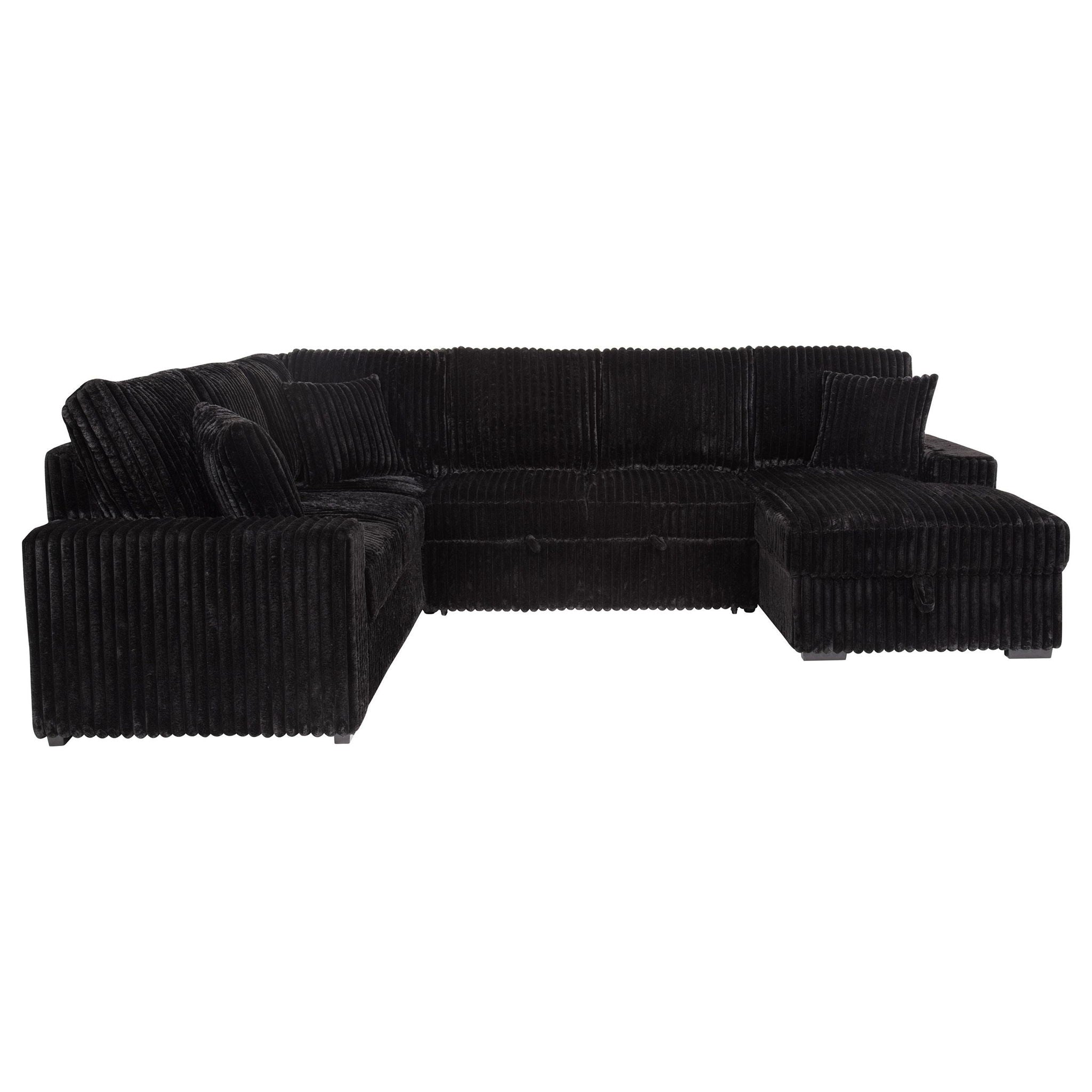 Devonshire Sleeper Sectional Sofa Storage Chaise Black