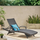 Salem - Contemporary Wicker Chaise Lounge With Arm, Weather Resistant