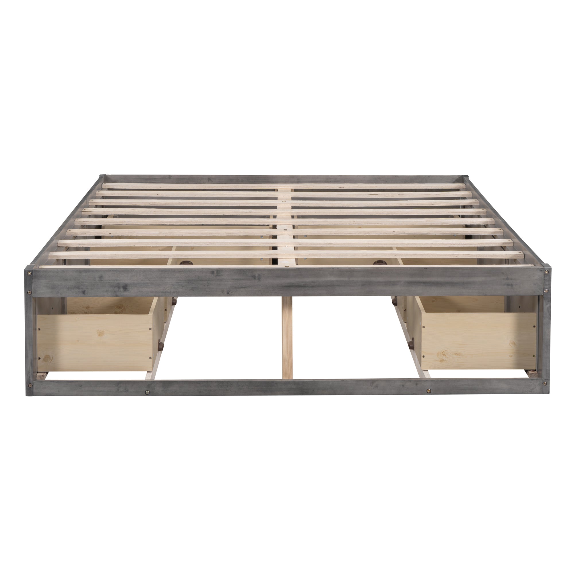 Full Size Platform Bed with 6 Storage Drawers,Antique Gray - Atlantic Fine Furniture Melbourne FL