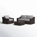 Outdoor Wicker Conversation Set With Cushions, All Weather