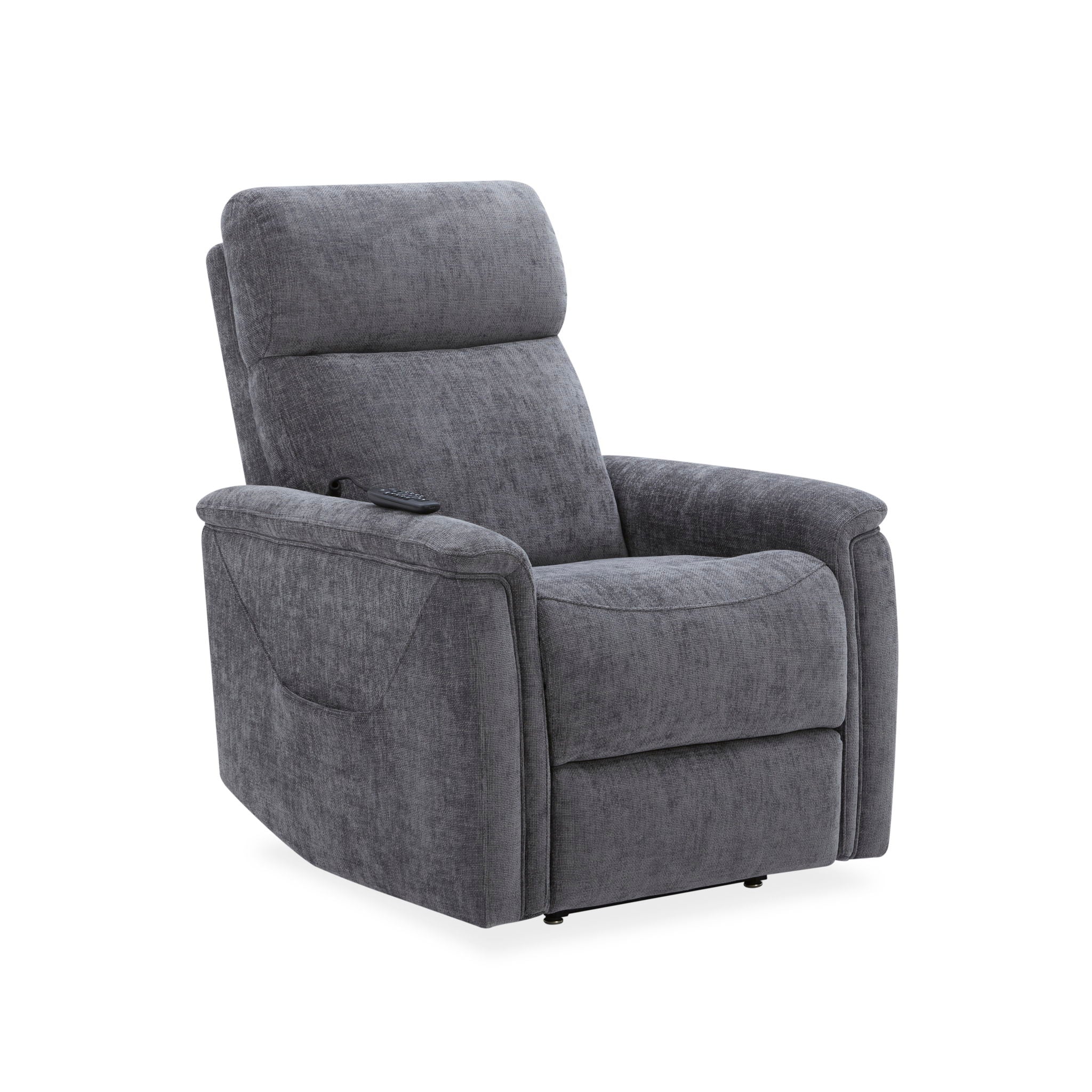 Luma - Petite Power Lift Recliner With Power Headrest, Lumbar, Heat & Massage - Dark Gray