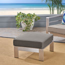 Outdoor Aluminum Ottoman With Cushion - Gray