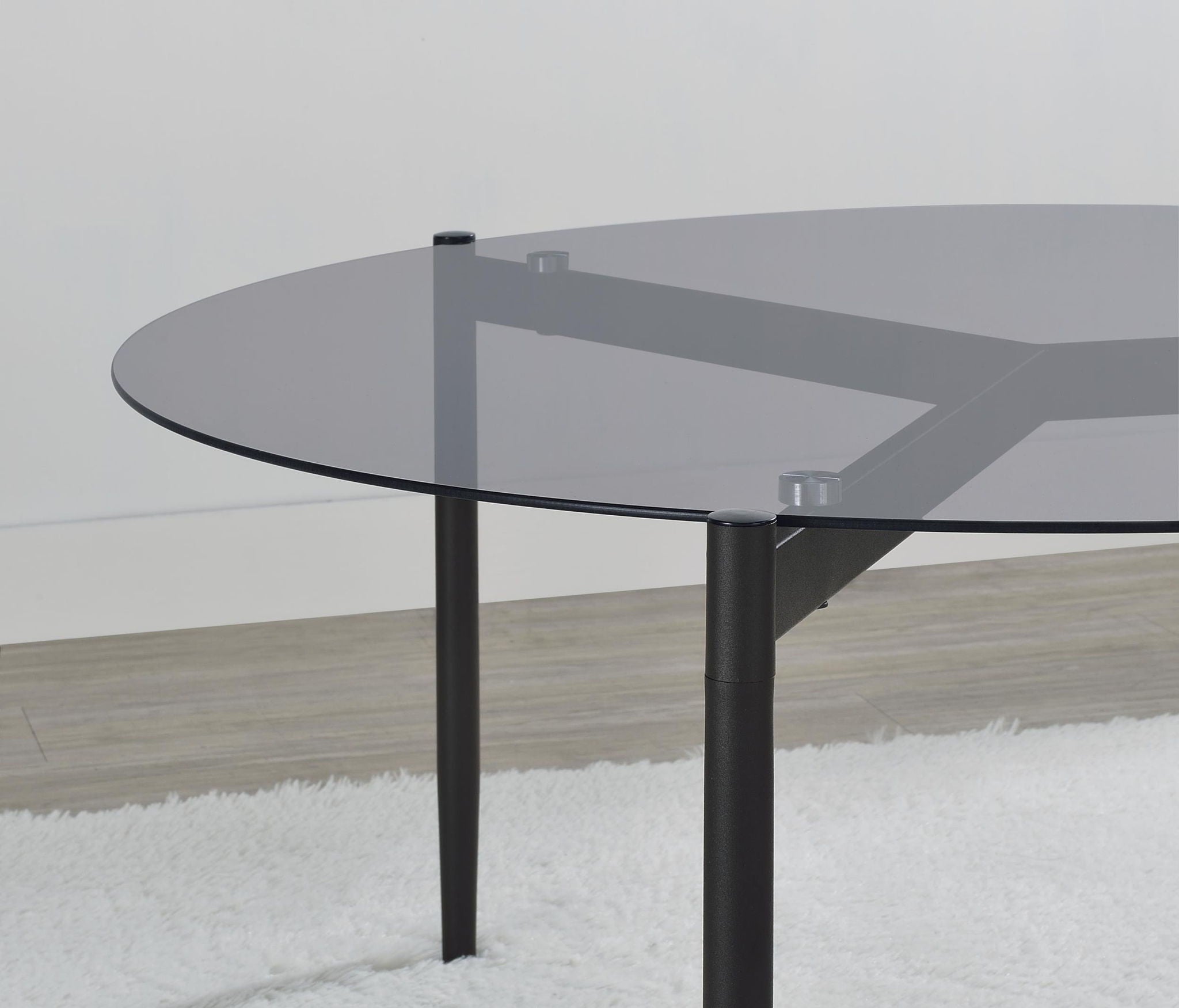 Rosalie Round Smoked Glass Top Coffee Table Grey - Atlantic Fine Furniture Melbourne FL