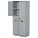 Modern Bathroom Storage Cabinet With Two Laundry Baskets, One Drawer, Adjustable Shelf