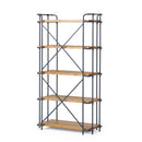 Yorktown - Industrial 5 Shelf Bookcase With Metal Pipework And Solid Fir - Natural