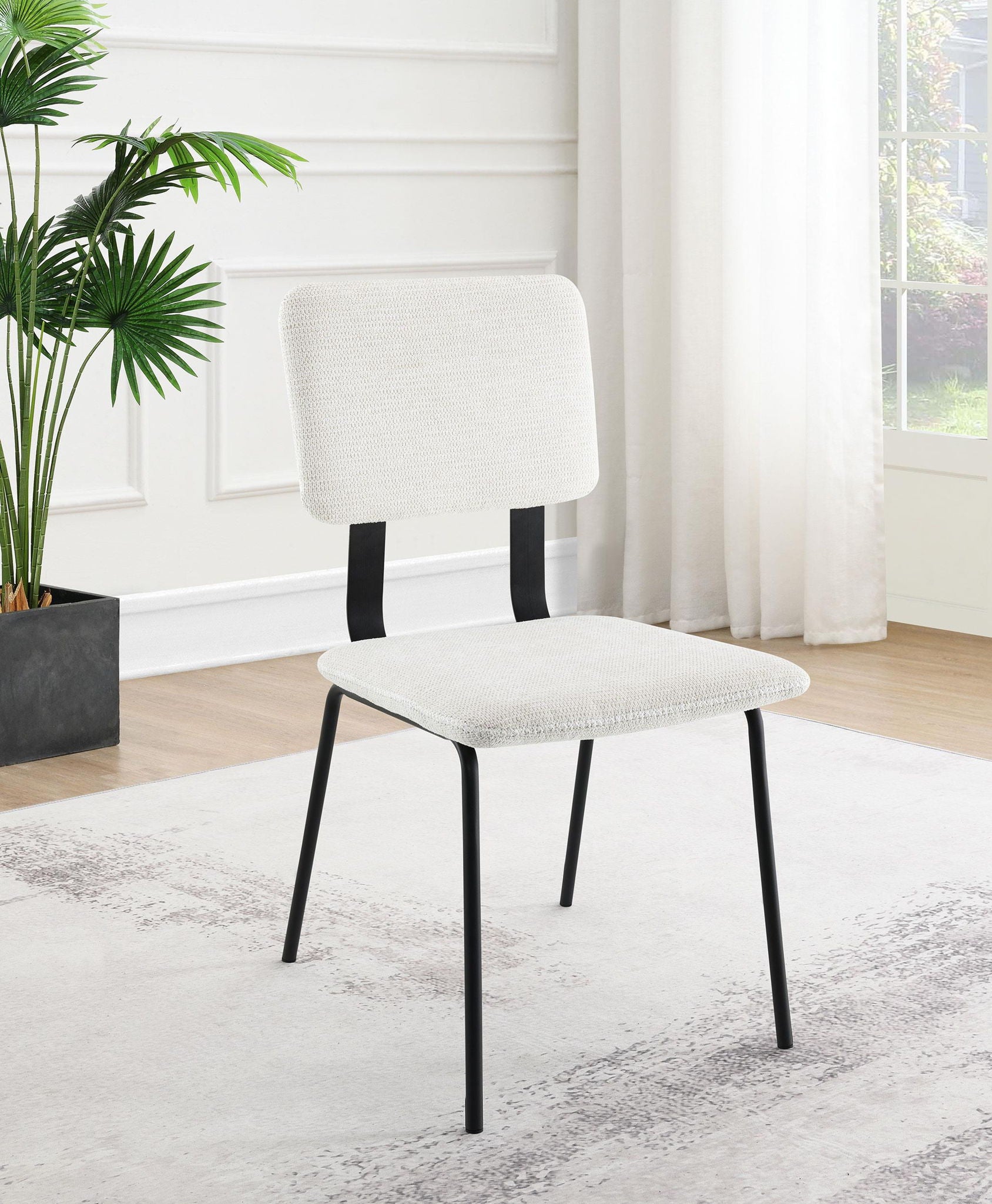 Calla Fabric Upholstered Dining Side Chair White (Set of 2) - Atlantic Fine Furniture Melbourne FL