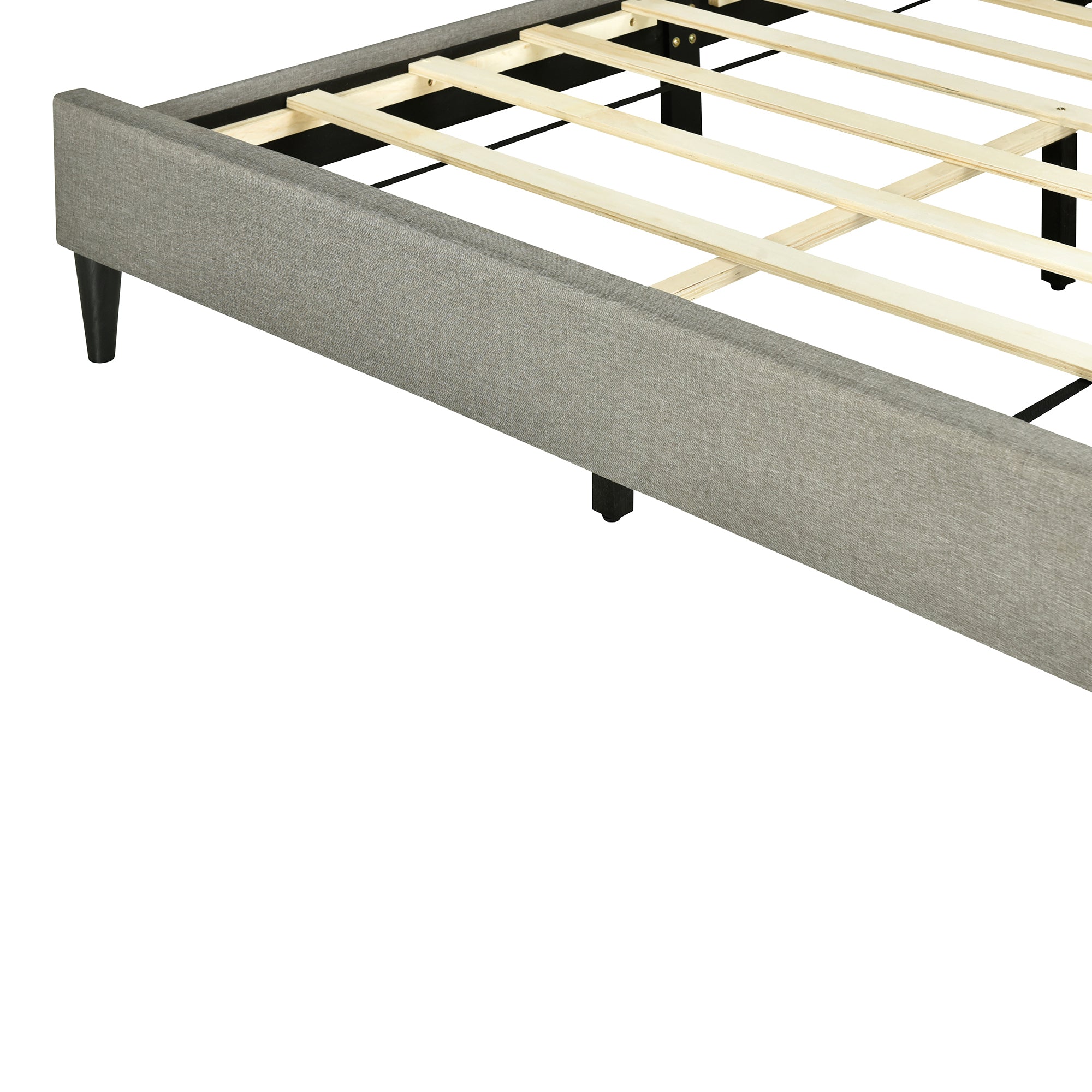 Queen size Upholstered Platform Bed with Storage Headboard, Sensor Light and a set of Sockets and USB Ports, Linen Fabric, Gray - Atlantic Fine Furniture Melbourne FL
