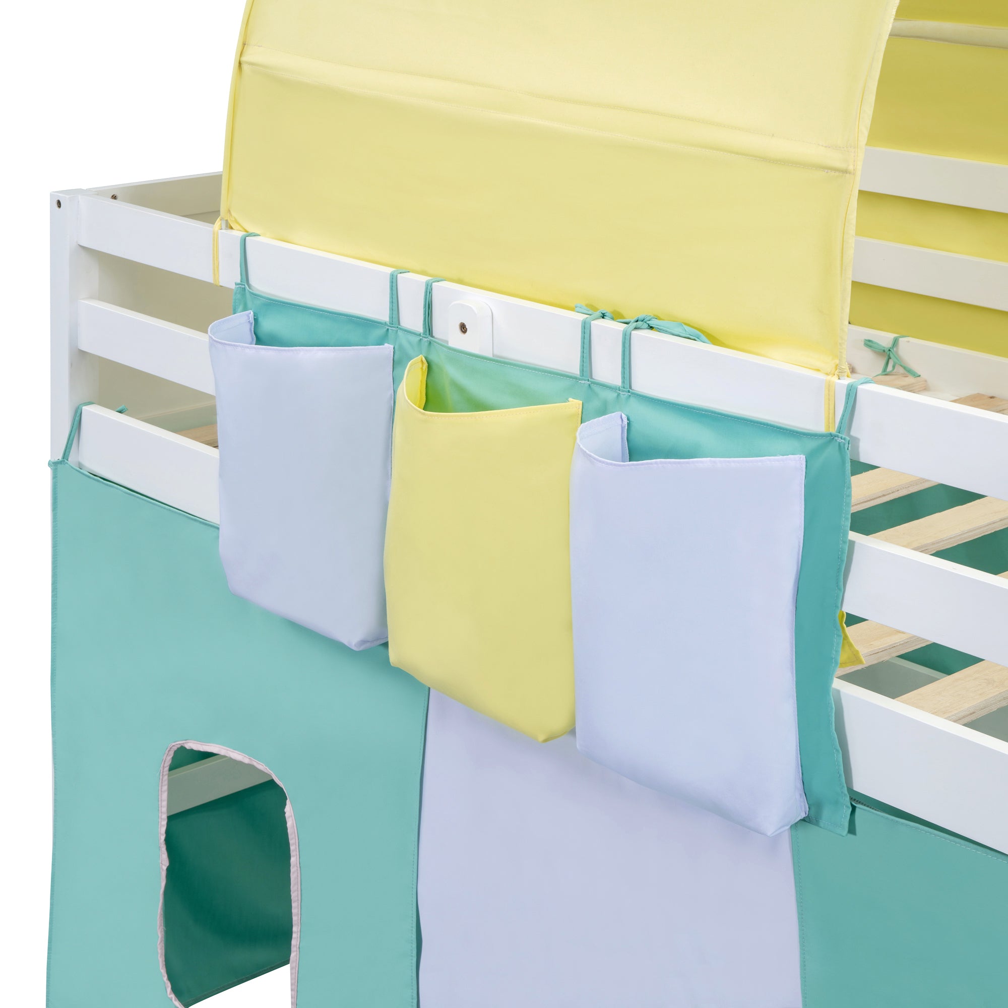 Twin Size Loft Bed with Tent and Tower and Three Pockets- Green - Atlantic Fine Furniture Melbourne FL