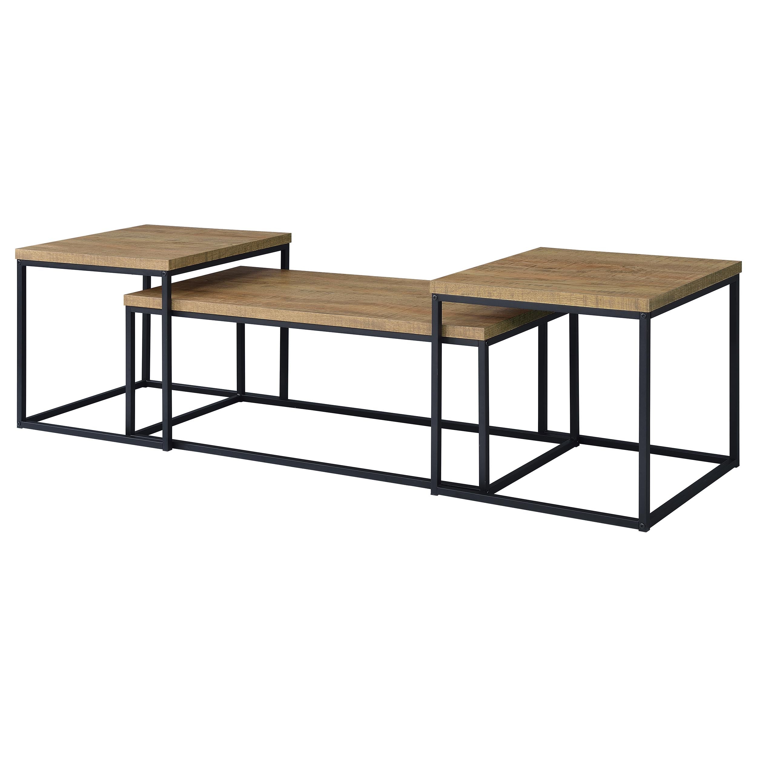 Straden 3-piece Engineered Wood Coffee Table Set Mango and Black — view 7