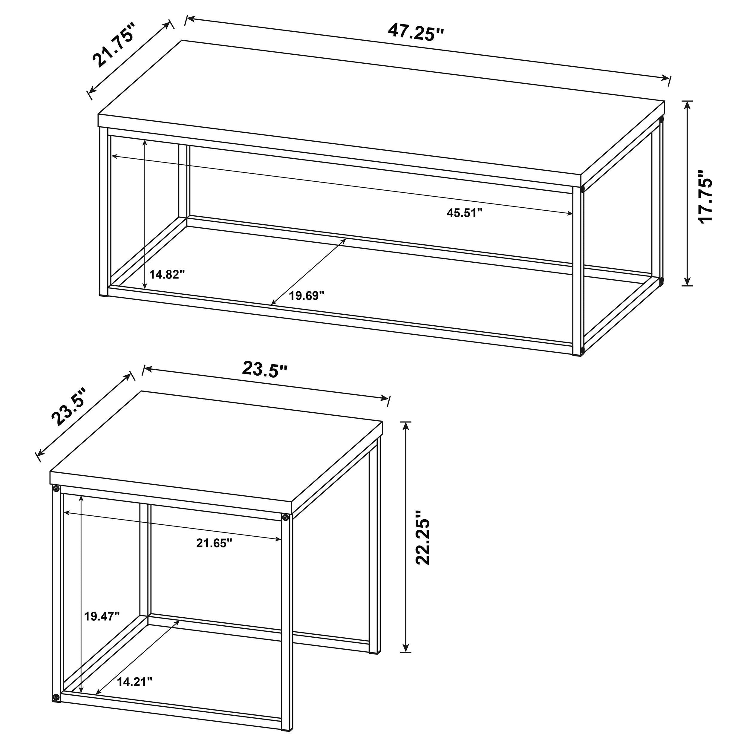 Straden 3-piece Engineered Wood Coffee Table Set Mango and Black — view 13