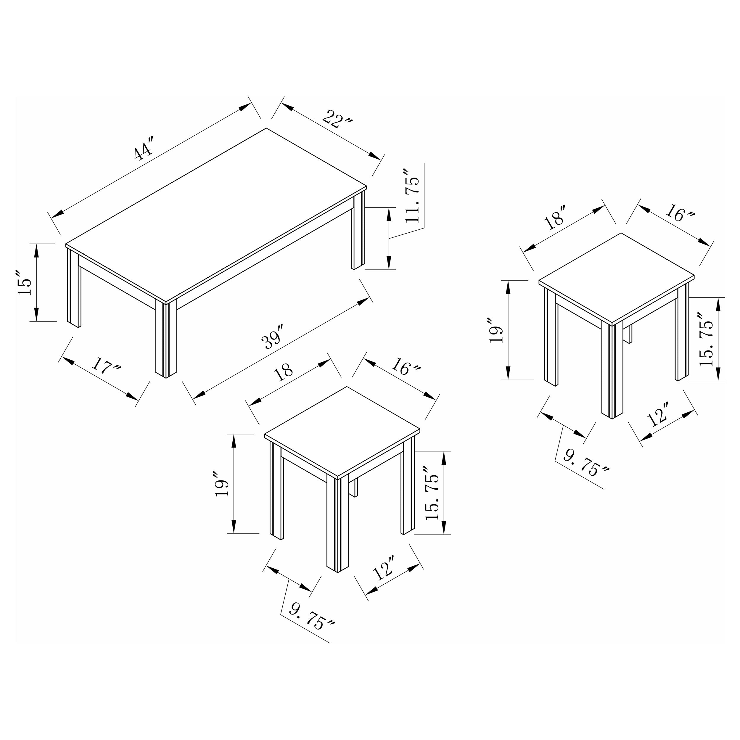 Elias 3-piece Engineered Wood Coffee Table Set Black — view 3