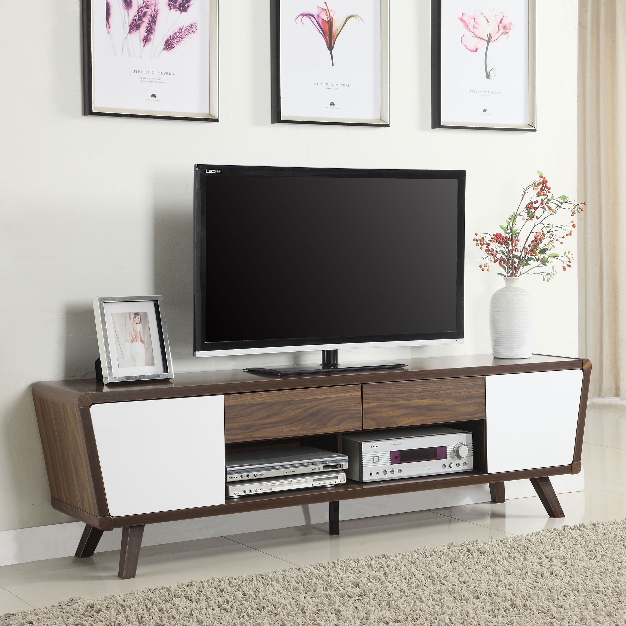 Alvin 2-door Engineered Wood 74-inch TV Stand Dark Walnut — view 2