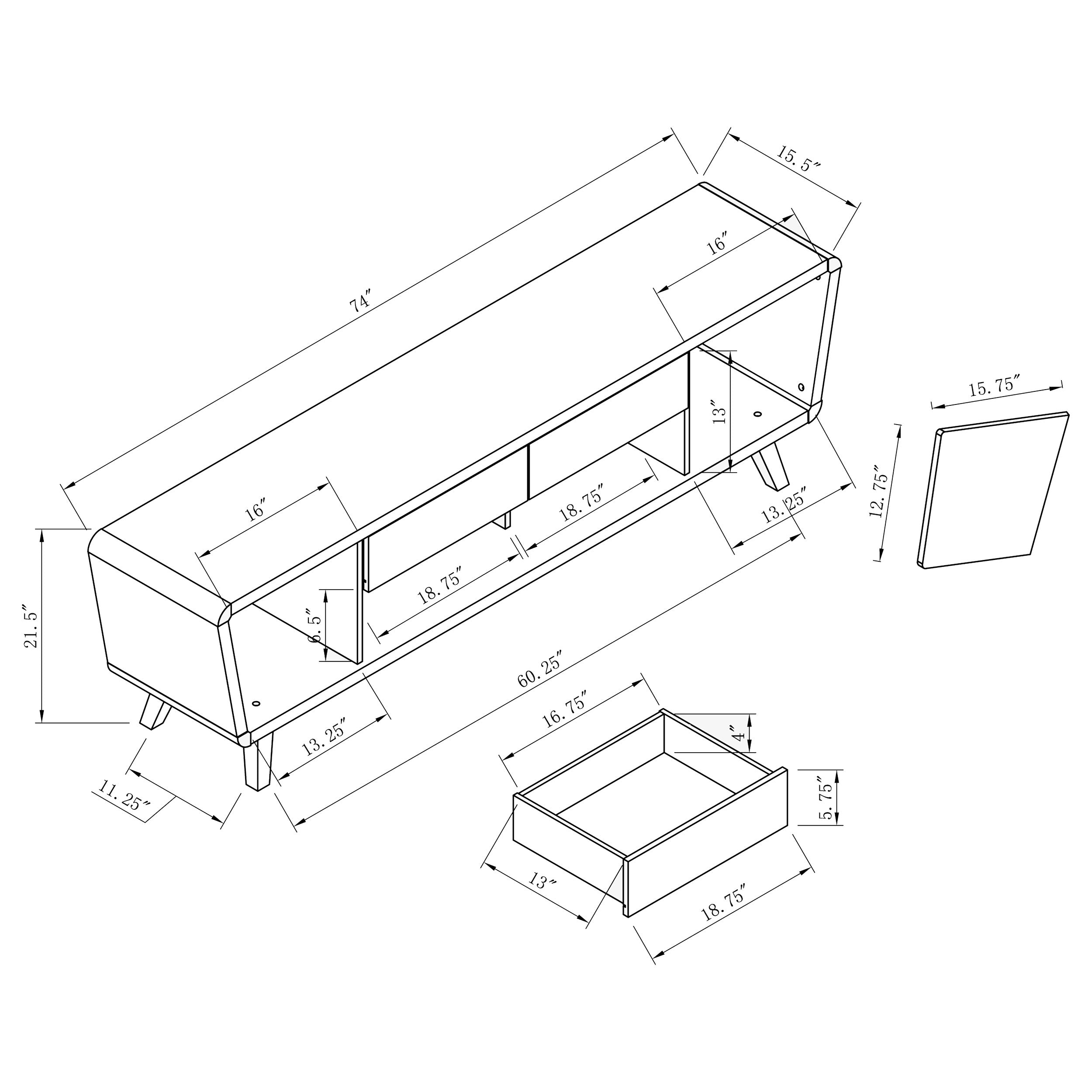 Alvin 2-door Engineered Wood 74-inch TV Stand Dark Walnut — view 3