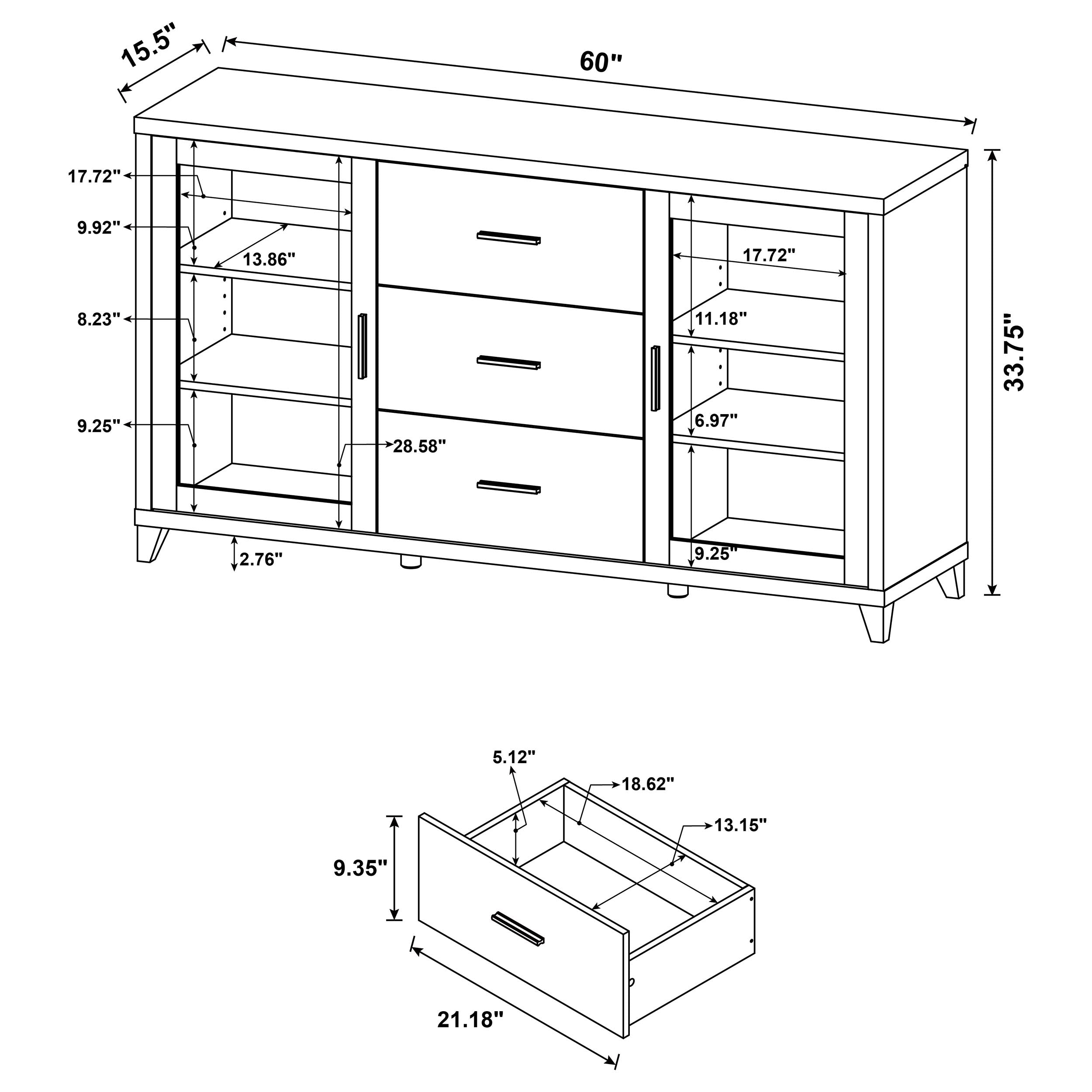 Lewes 4-piece 60-inch TV Entertainment Center Cappuccino — view 17