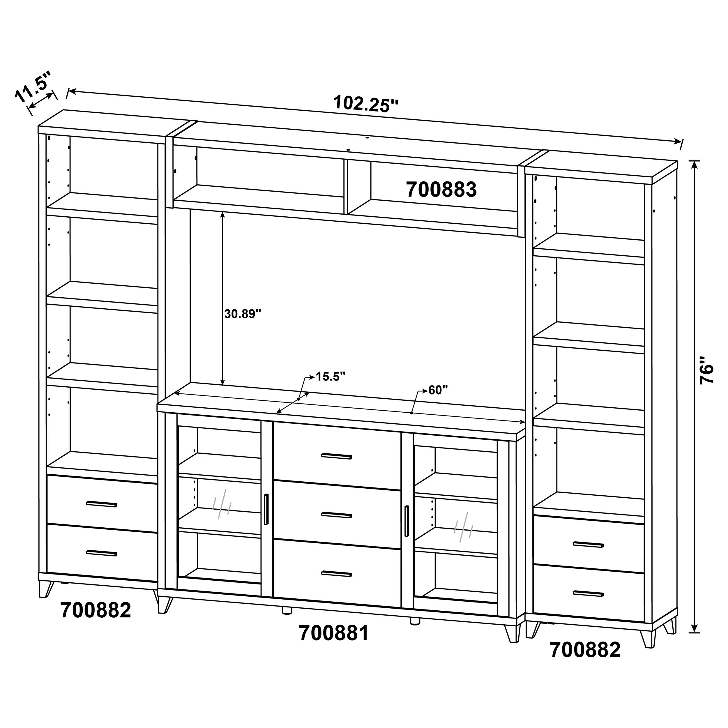 Lewes 4-piece 60-inch TV Entertainment Center Cappuccino — view 20