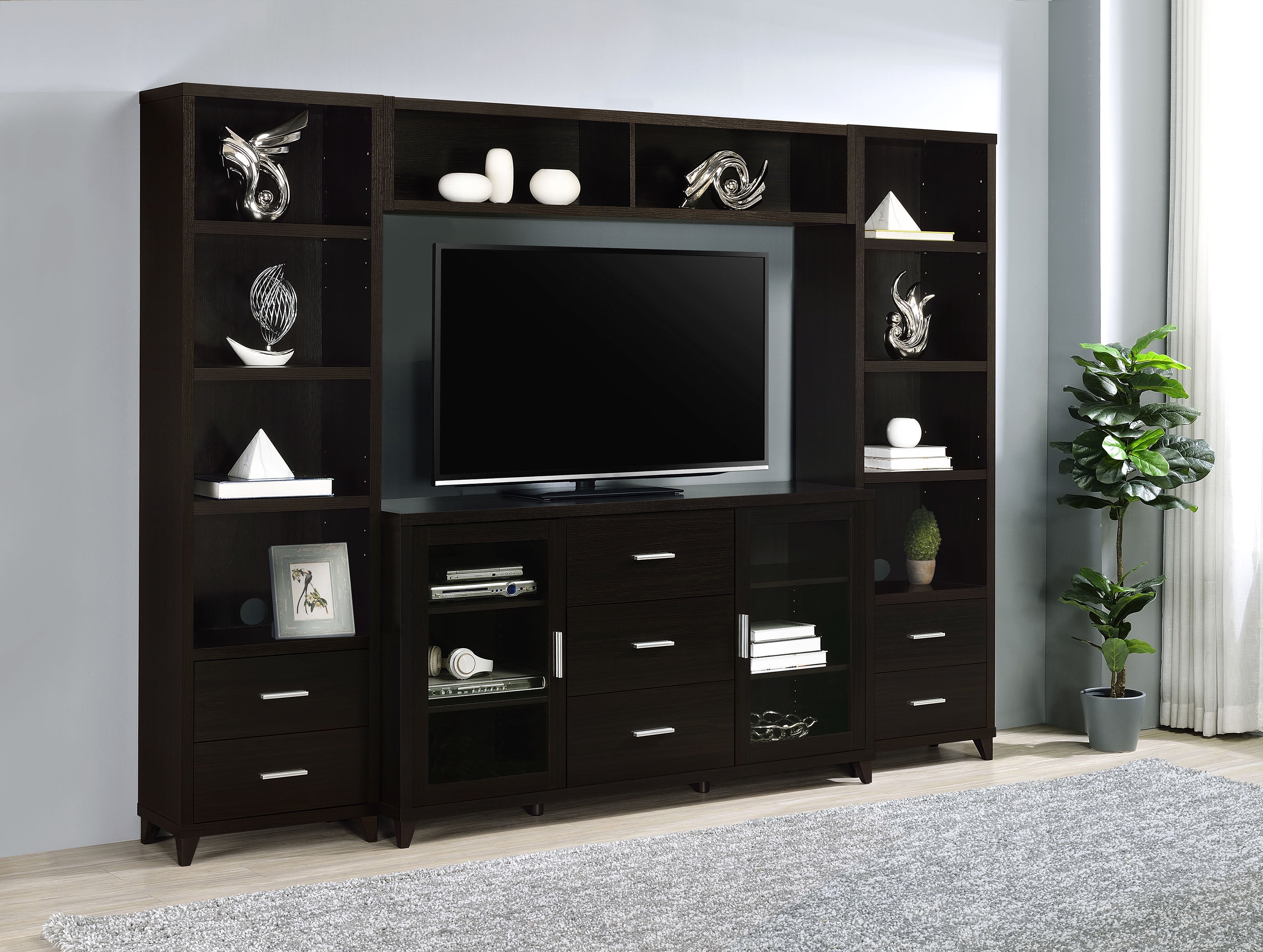 Lewes 4-shelf Engineered Wood Media Tower Cappuccino — view 10