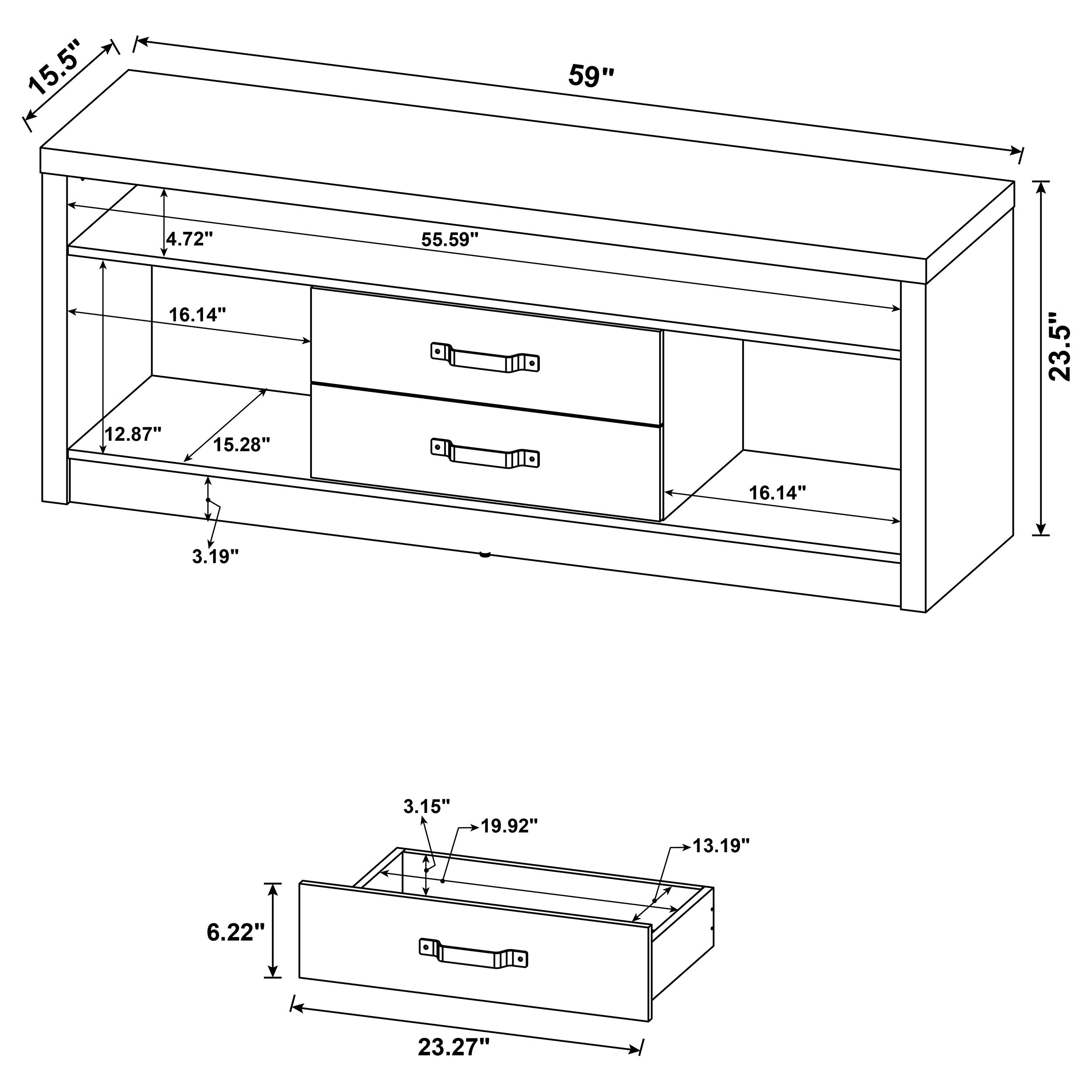 Burke 2-drawer Engineered Wood 59-inch TV Stand Grey Driftwood — view 10