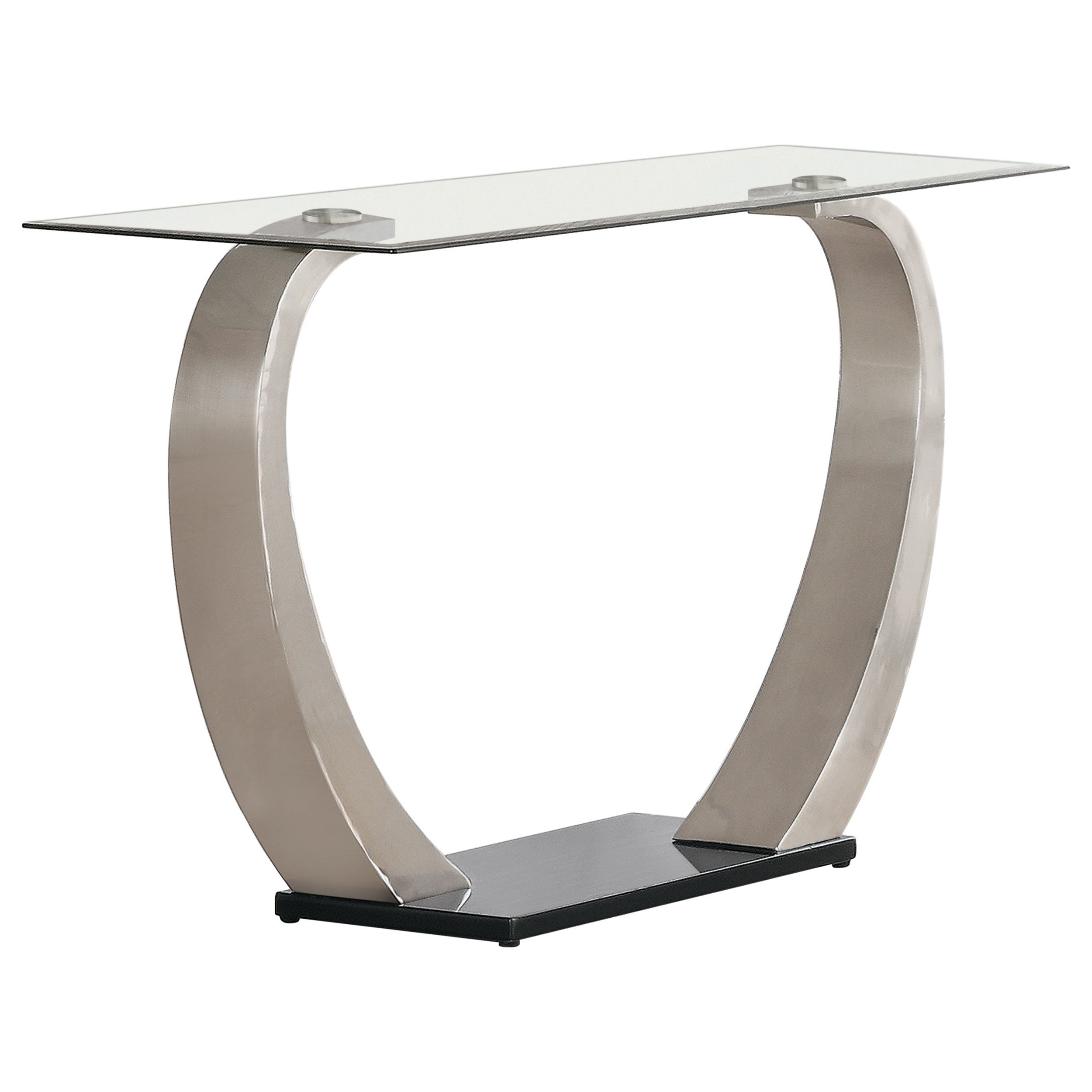 Pruitt Glass Top Metal Base Console Table Satin Silver — view 1