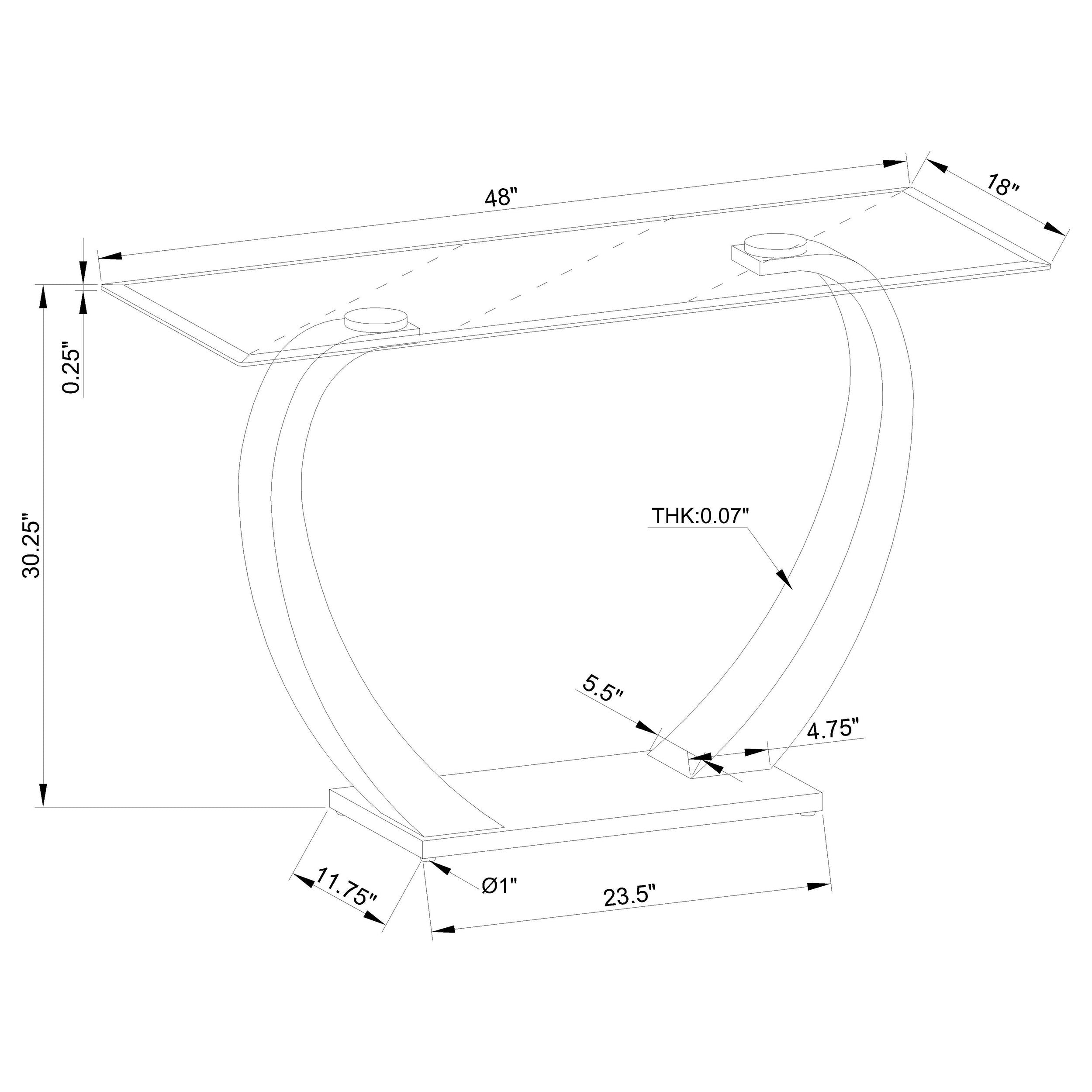 Pruitt Glass Top Metal Base Console Table Satin Silver — view 3