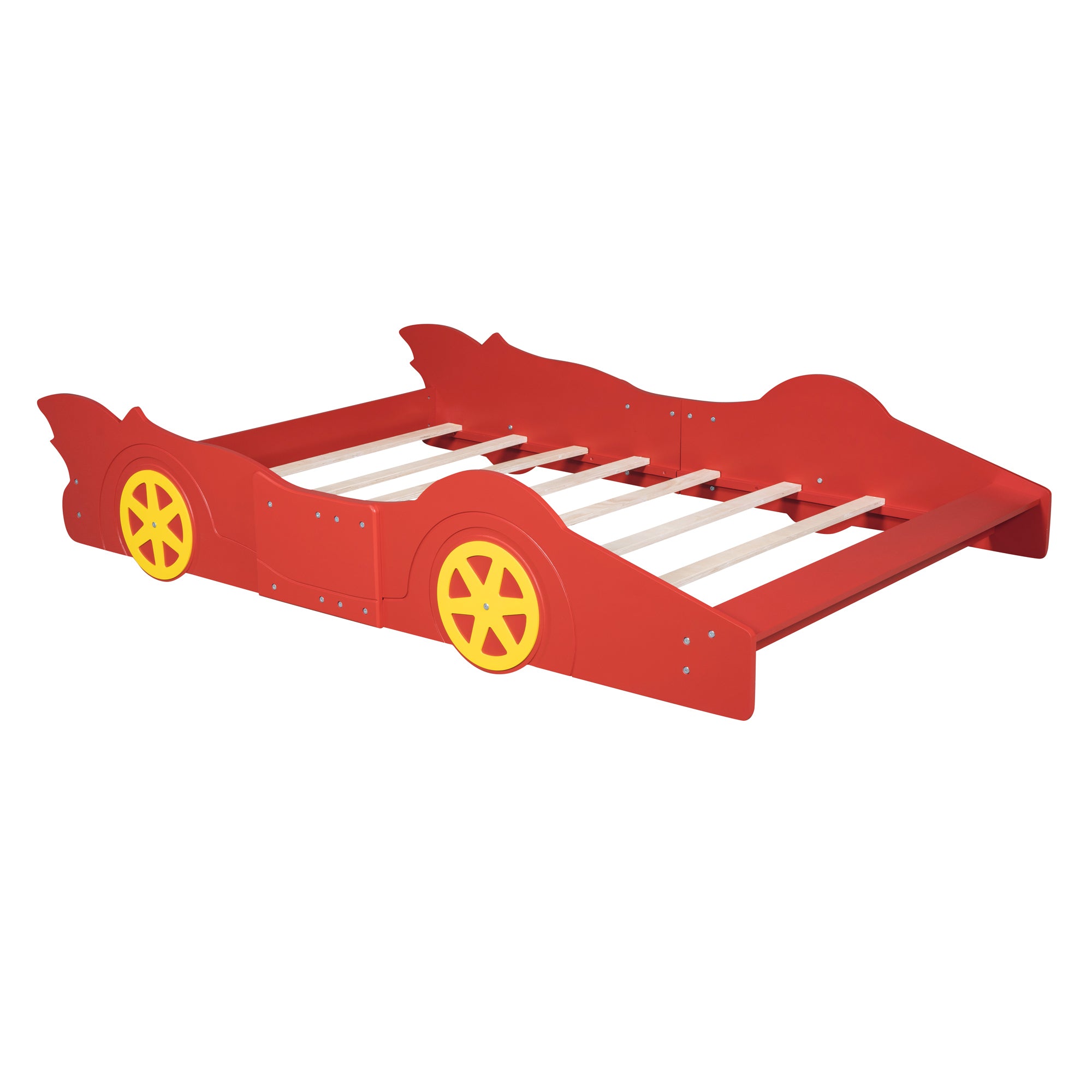 Full Size Race Car-Shaped Platform Bed with Wheels,Red - Atlantic Fine Furniture Melbourne FL