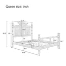 Vintage Country Style 4 Poster Platform Bed With High Crown Like Headboard, No Box Spring Needed