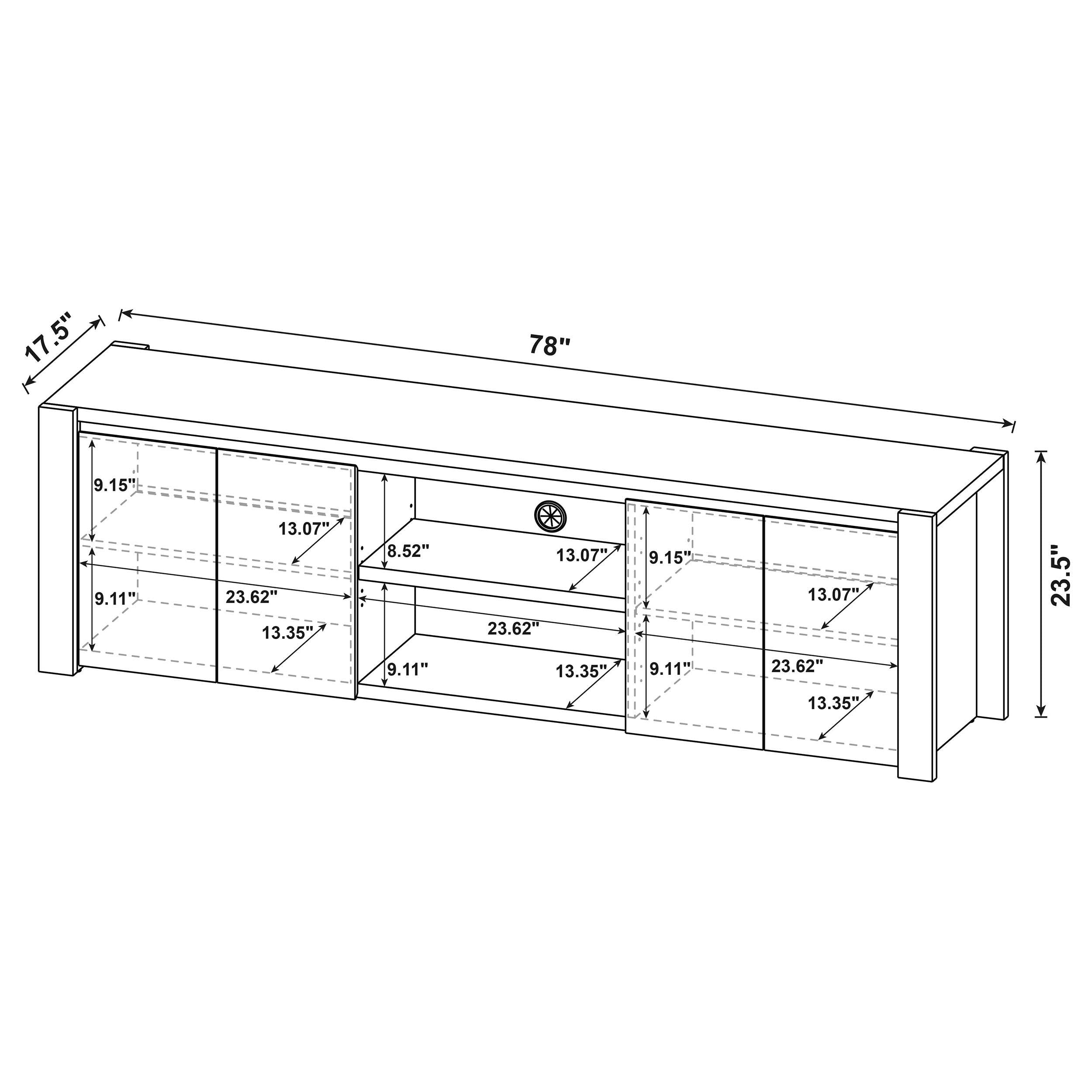 Laurelton 78-inch 4-door TV Stand Media Console Light Oak — view 11
