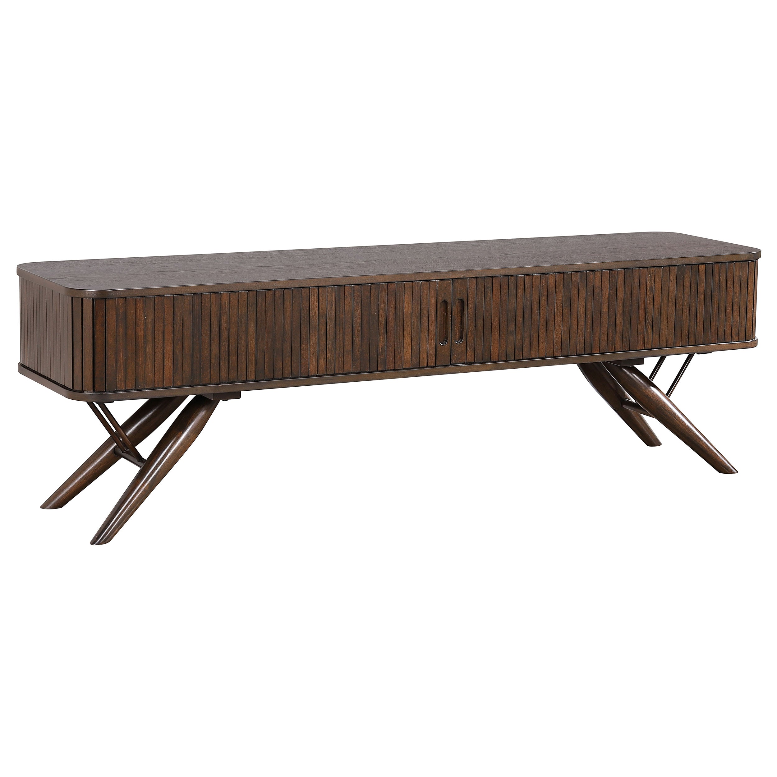 Valna Wood 71-inch TV Stand with Sliding Doors Walnut — view 3
