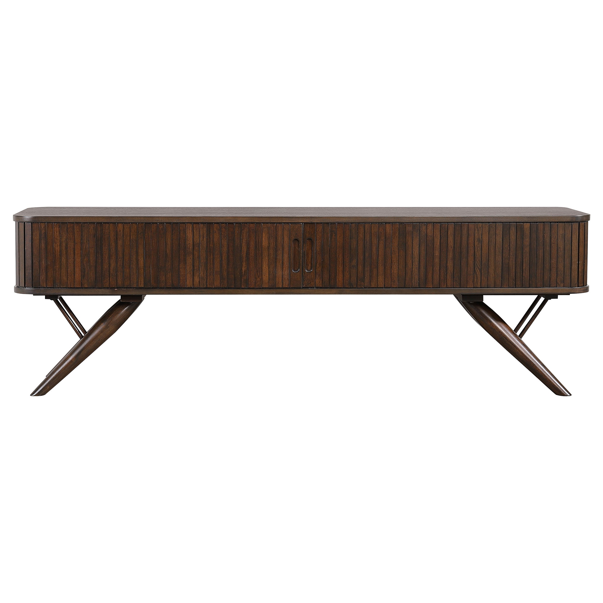 Valna Wood 71-inch TV Stand with Sliding Doors Walnut — view 4