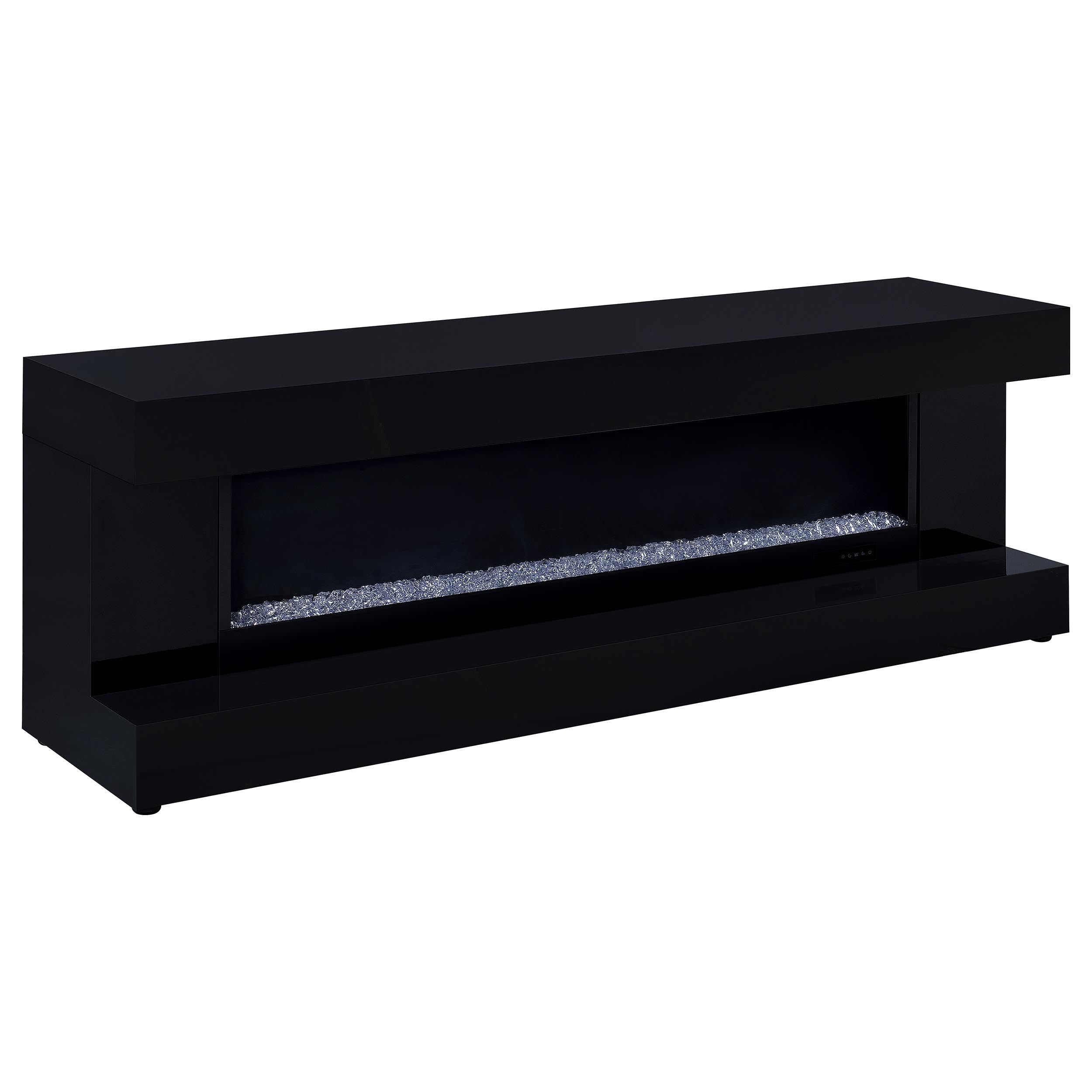 Mallory TV Stand Fireplace Console Bluetooth Speaker Black High Gloss — view 1