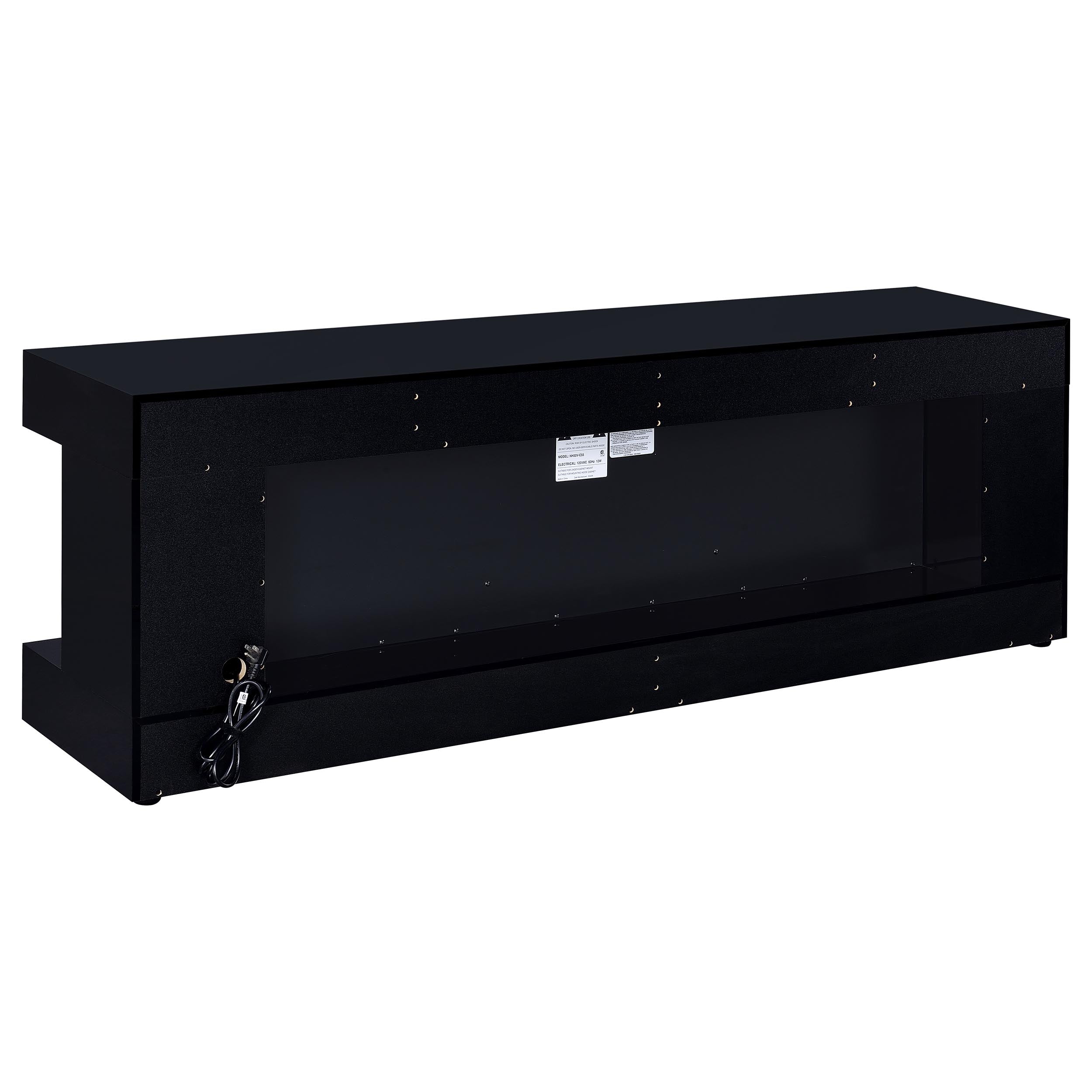 Mallory TV Stand Fireplace Console Bluetooth Speaker Black High Gloss — view 6