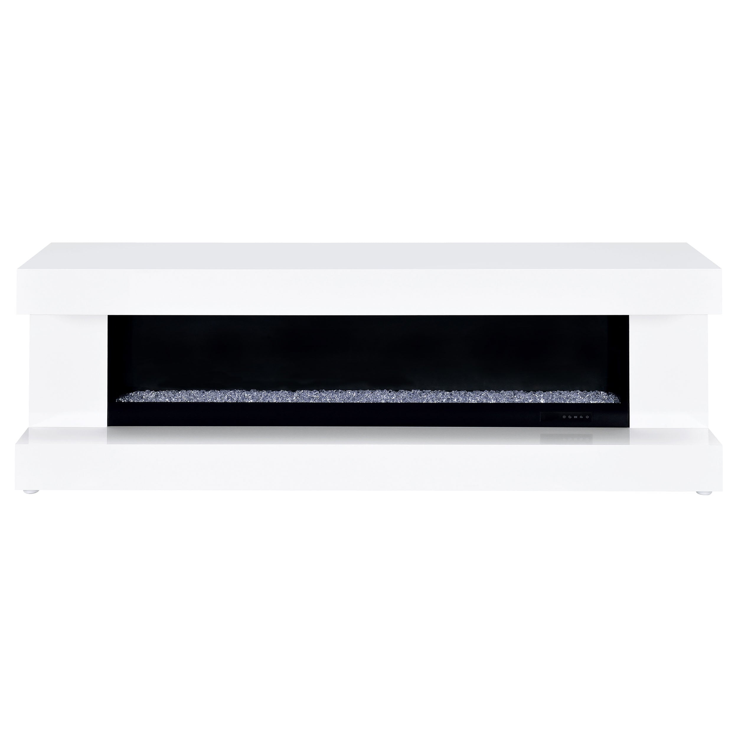 Mallory TV Stand Fireplace Console Bluetooth Speaker White High Gloss — view 3