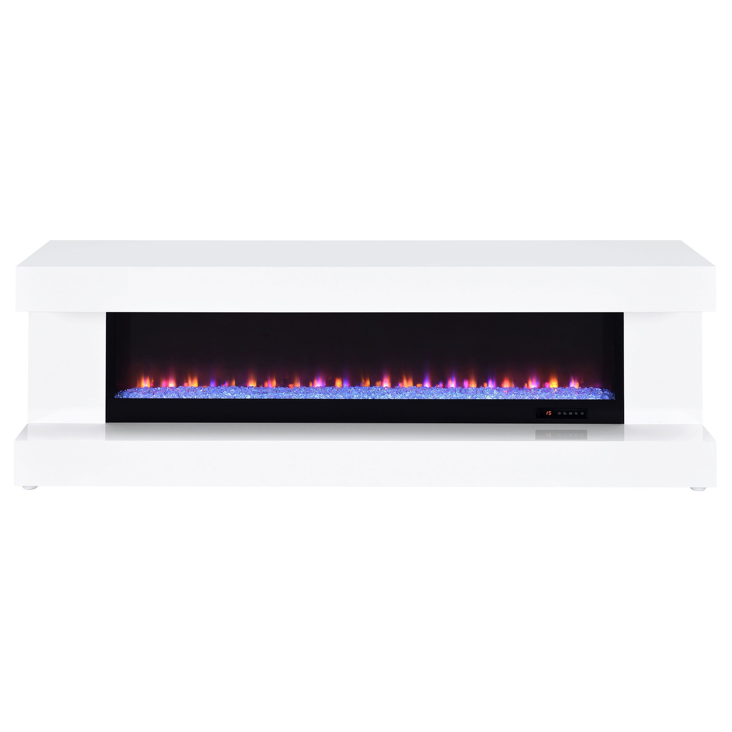 Mallory TV Stand Fireplace Console Bluetooth Speaker White High Gloss — view 4
