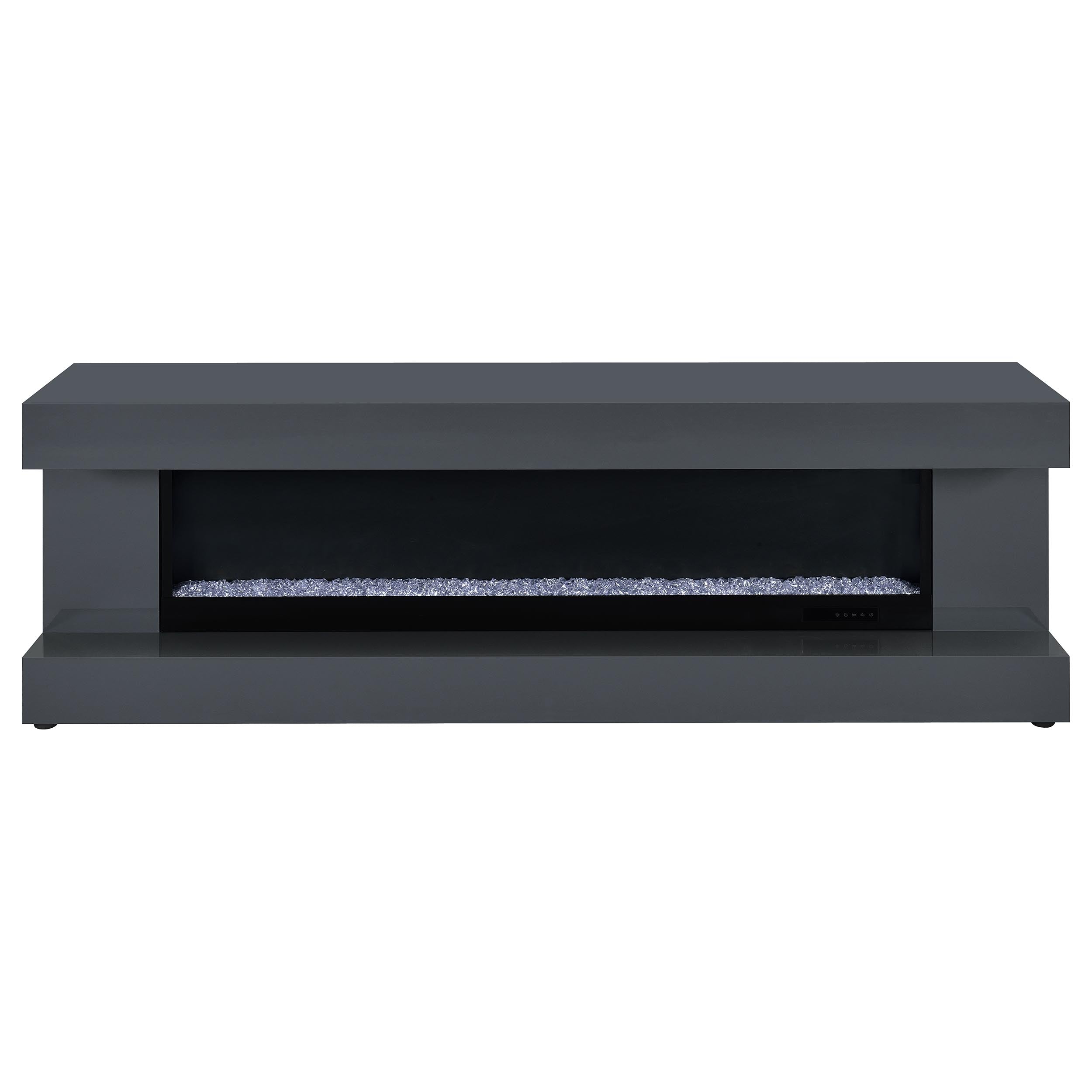 Mallory TV Stand Fireplace Console Bluetooth Speaker Grey High Gloss — view 3