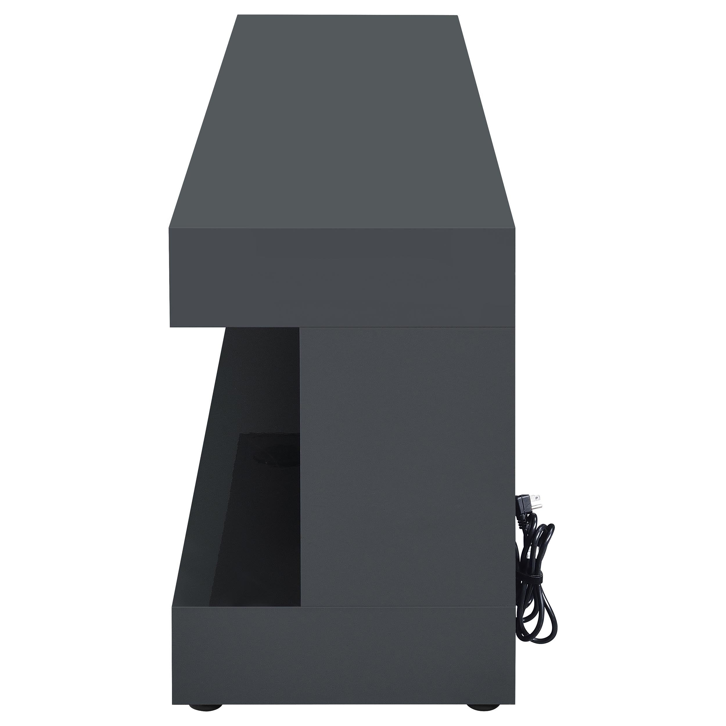 Mallory TV Stand Fireplace Console Bluetooth Speaker Grey High Gloss — view 5