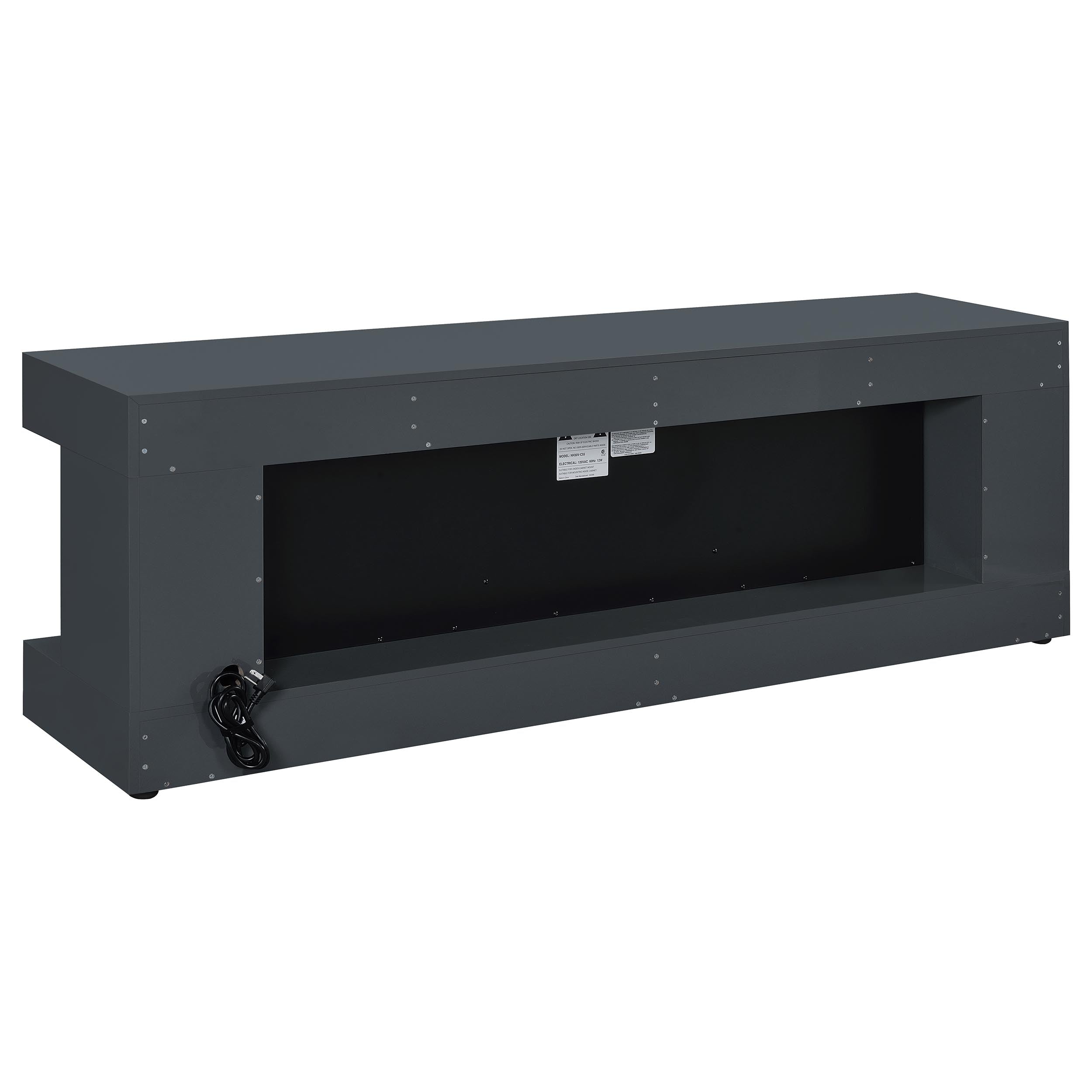 Mallory TV Stand Fireplace Console Bluetooth Speaker Grey High Gloss — view 6