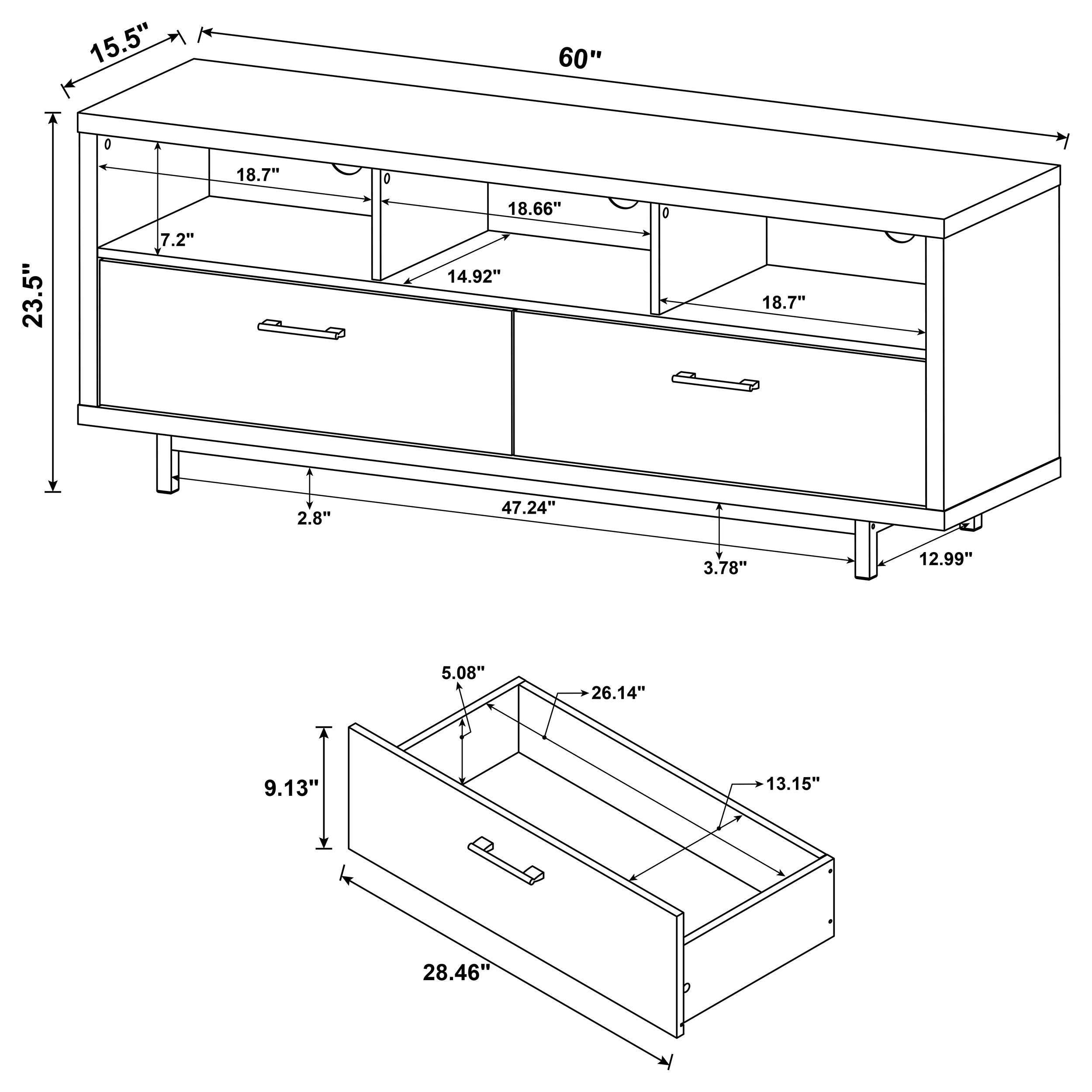 Casey 2-drawer Engineered Wood 60-inch TV Stand White — view 9
