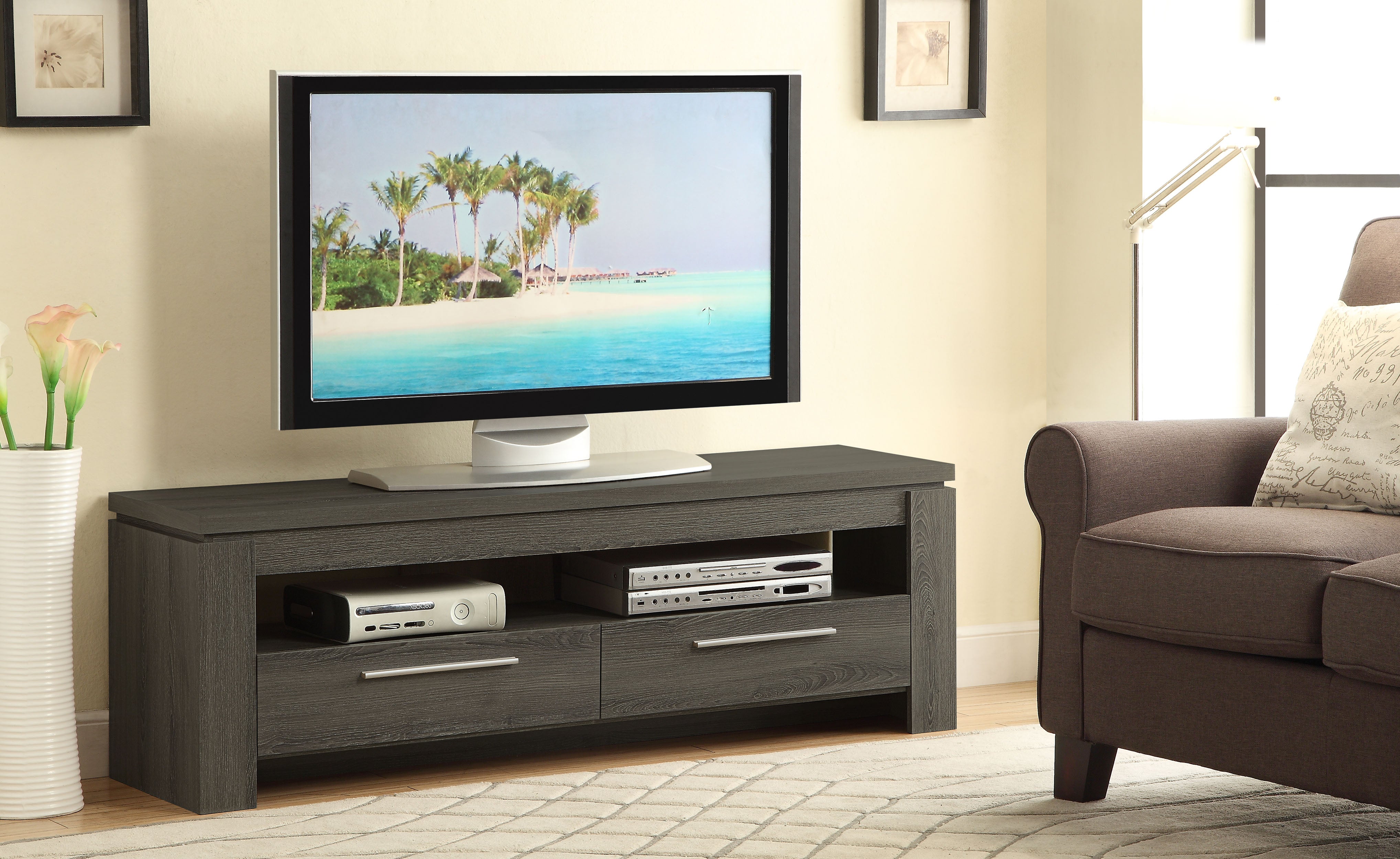 Elkton 2-drawer Engineered Wood 59-inch TV Stand Weathered Grey — view 2