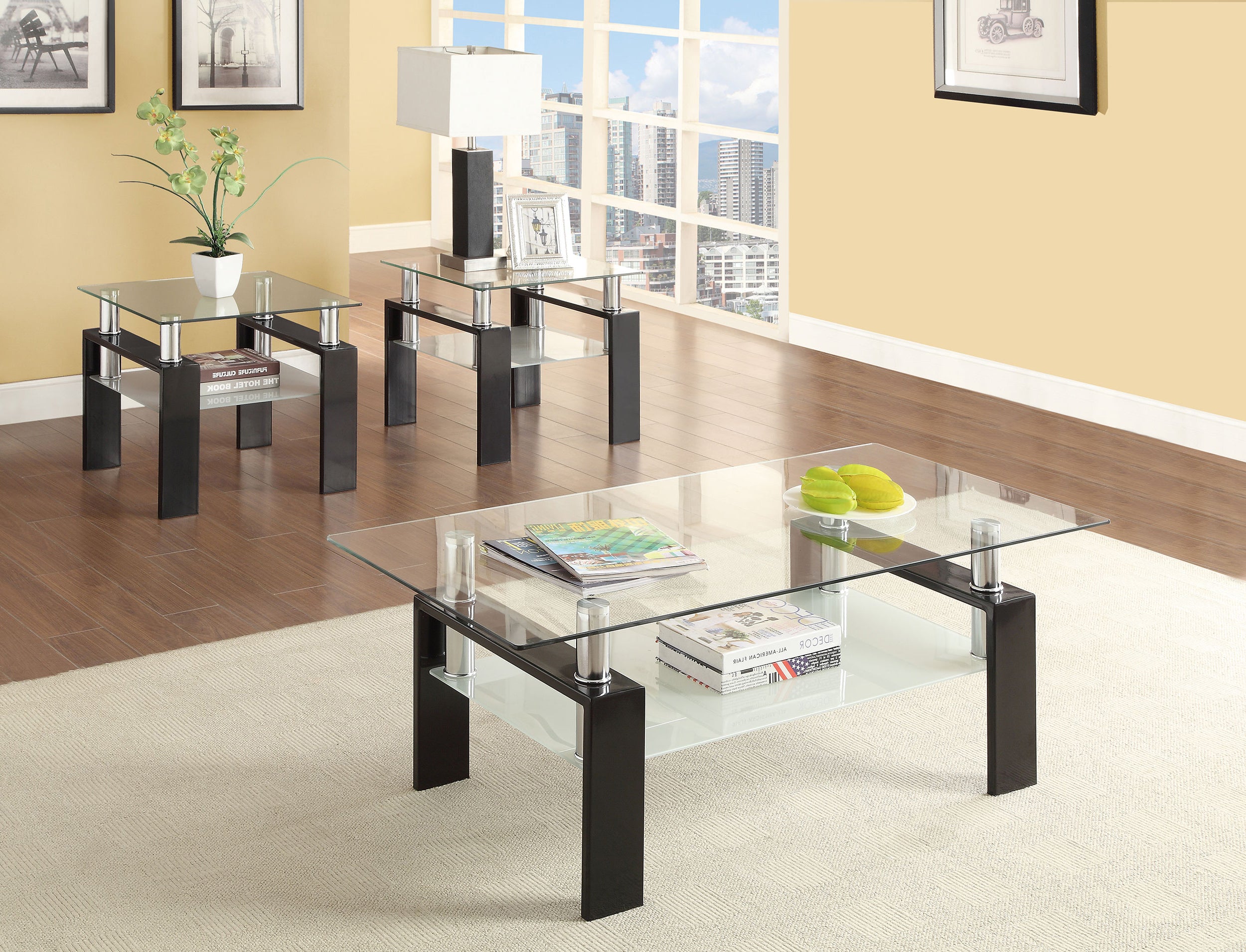 Dyer 3-piece Rectangular Coffee and End Table Set Black — view 1