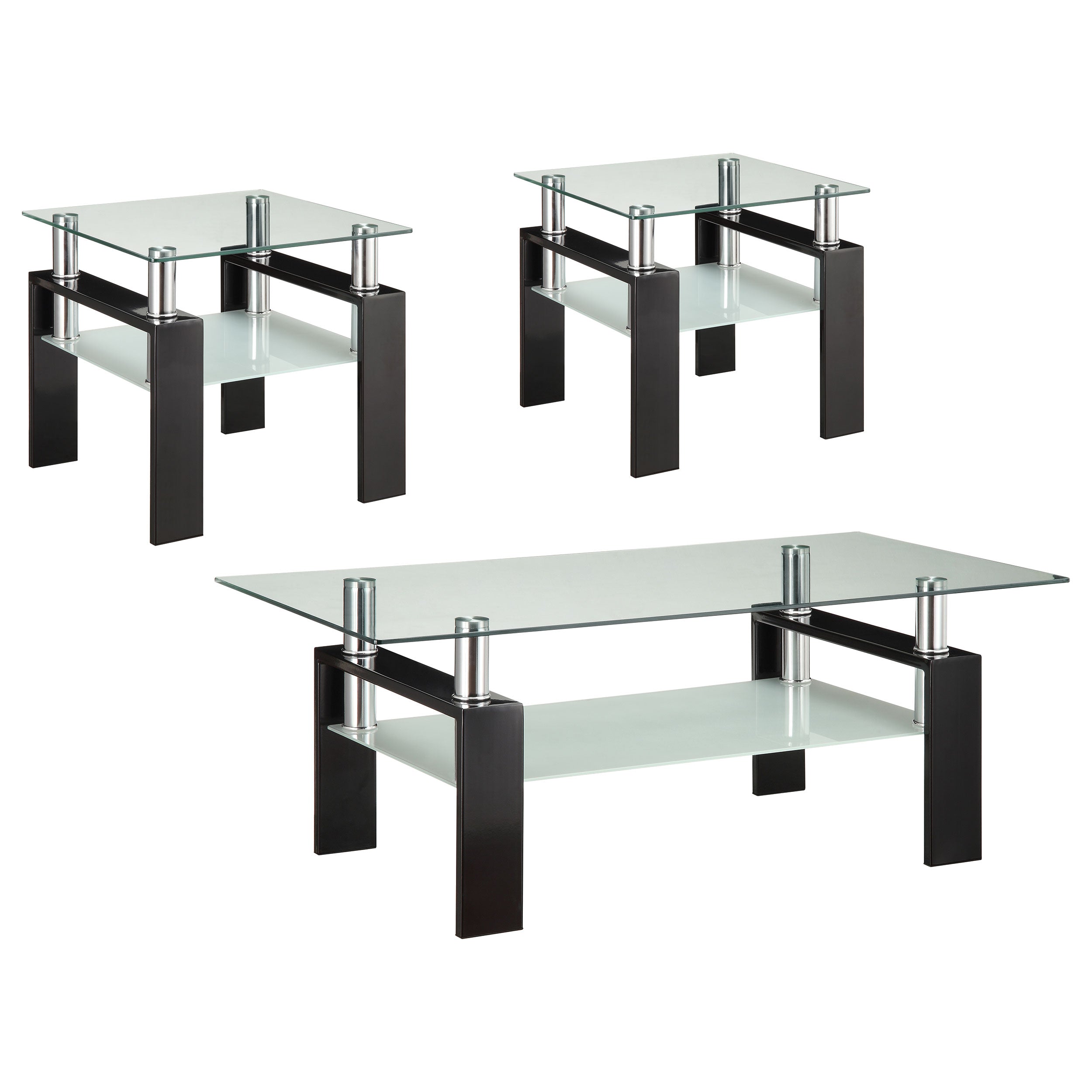 Dyer 3-piece Rectangular Coffee and End Table Set Black — view 2