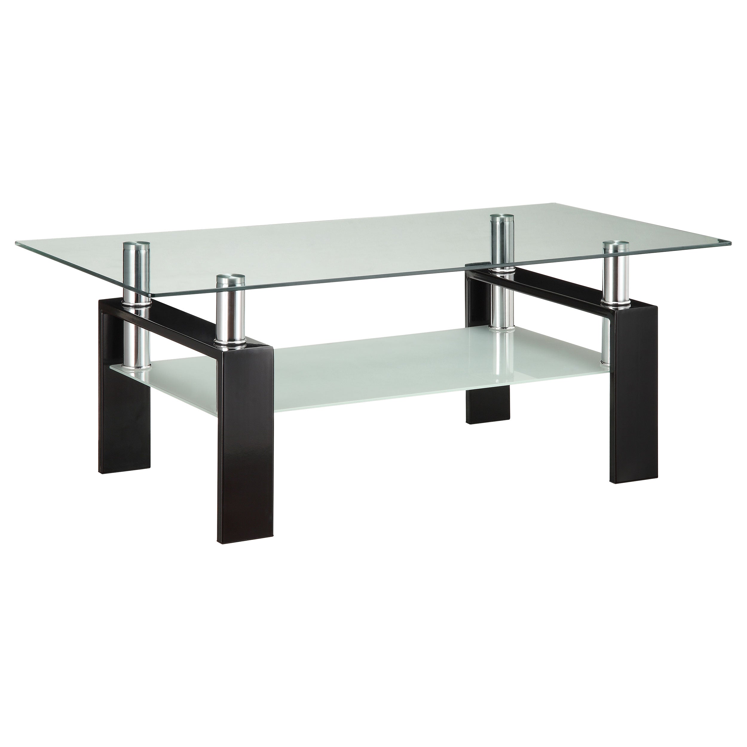 Dyer 1-shelf Rectangular Glass Top Coffee Table Black — view 1