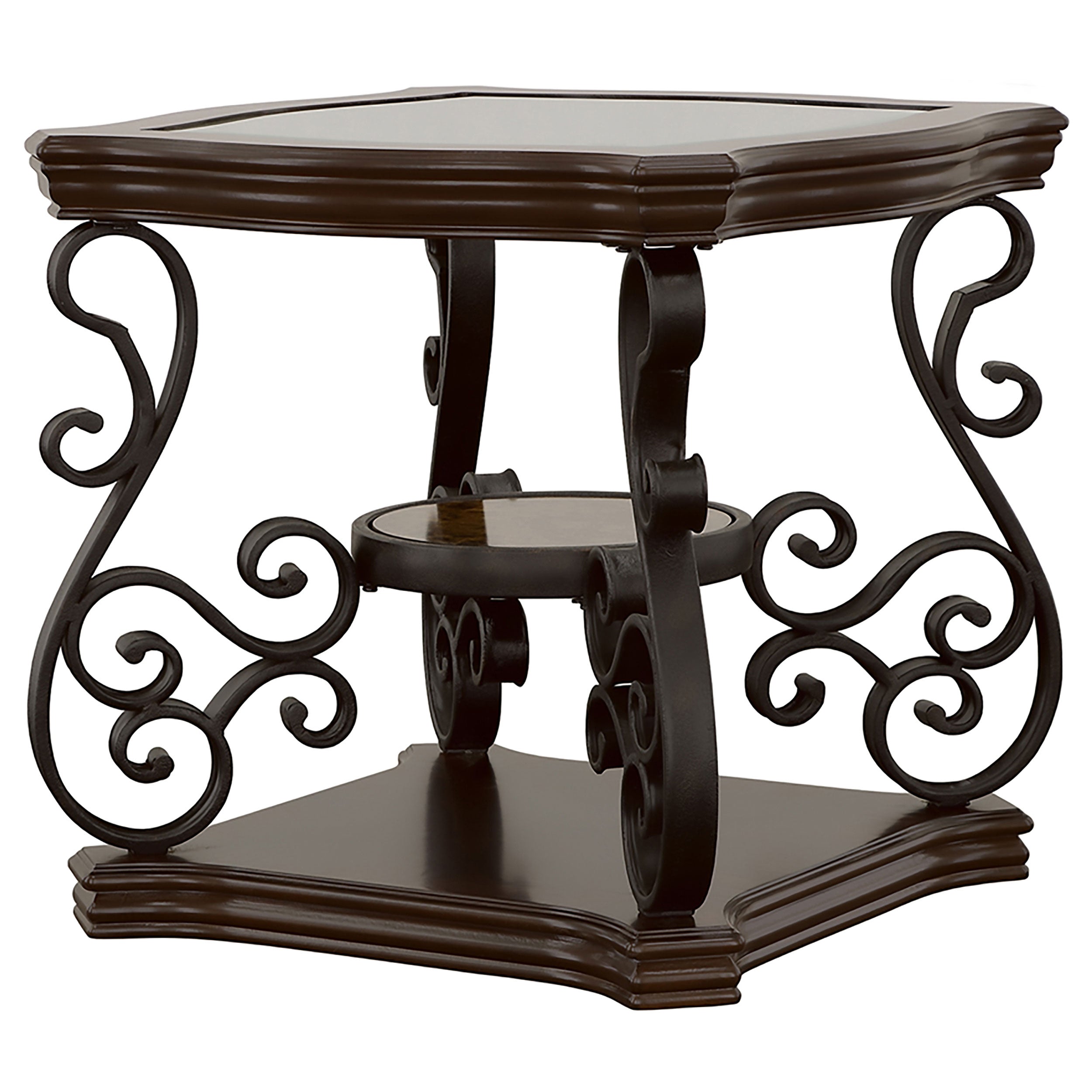 Laney 1-shelf Glass Top Square End Table Deep Merlot — view 4
